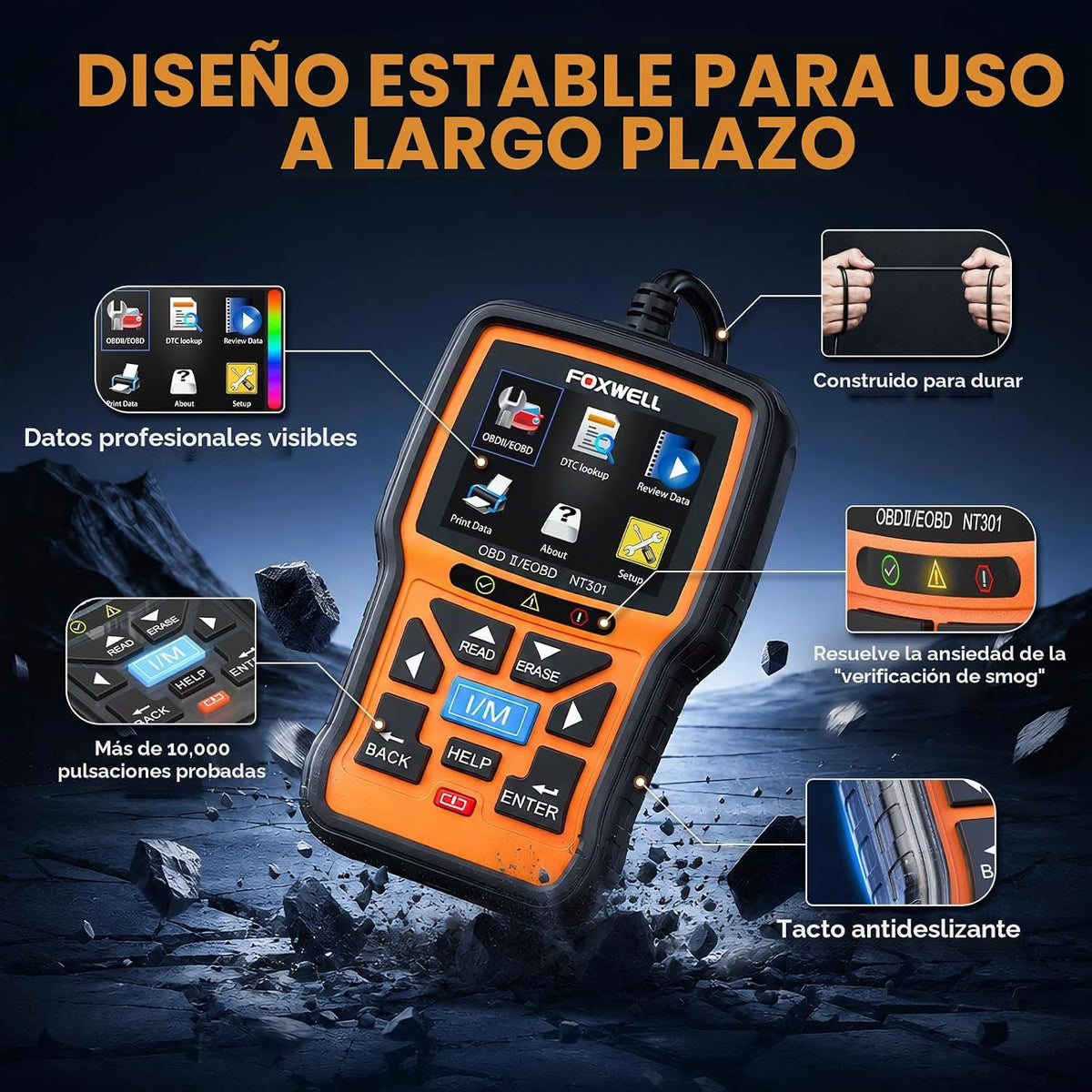 FOXWELL NT301 OBD2 escáner de datos en vivo profesional mecánico OB...
