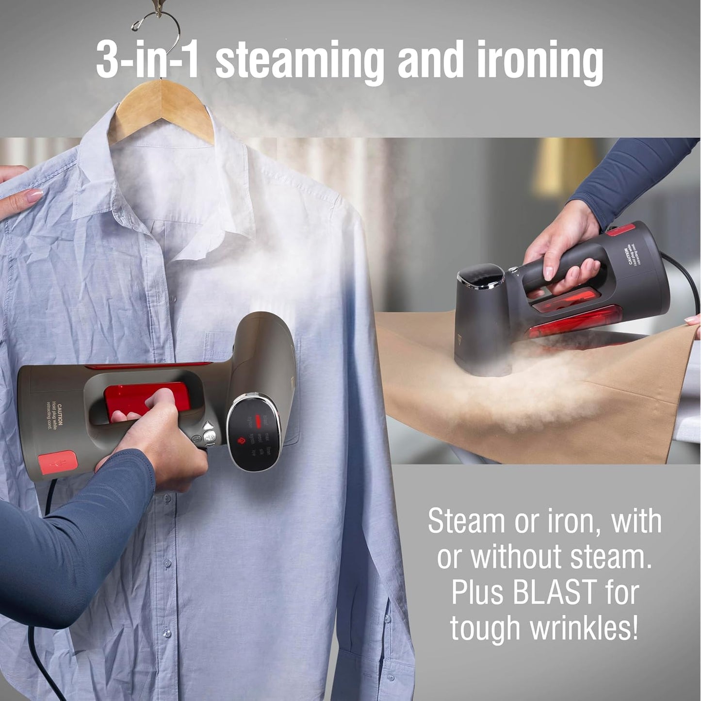 CHI Vaporizador y plancha de vapor digital 3 en 1 de lujo para ropa...