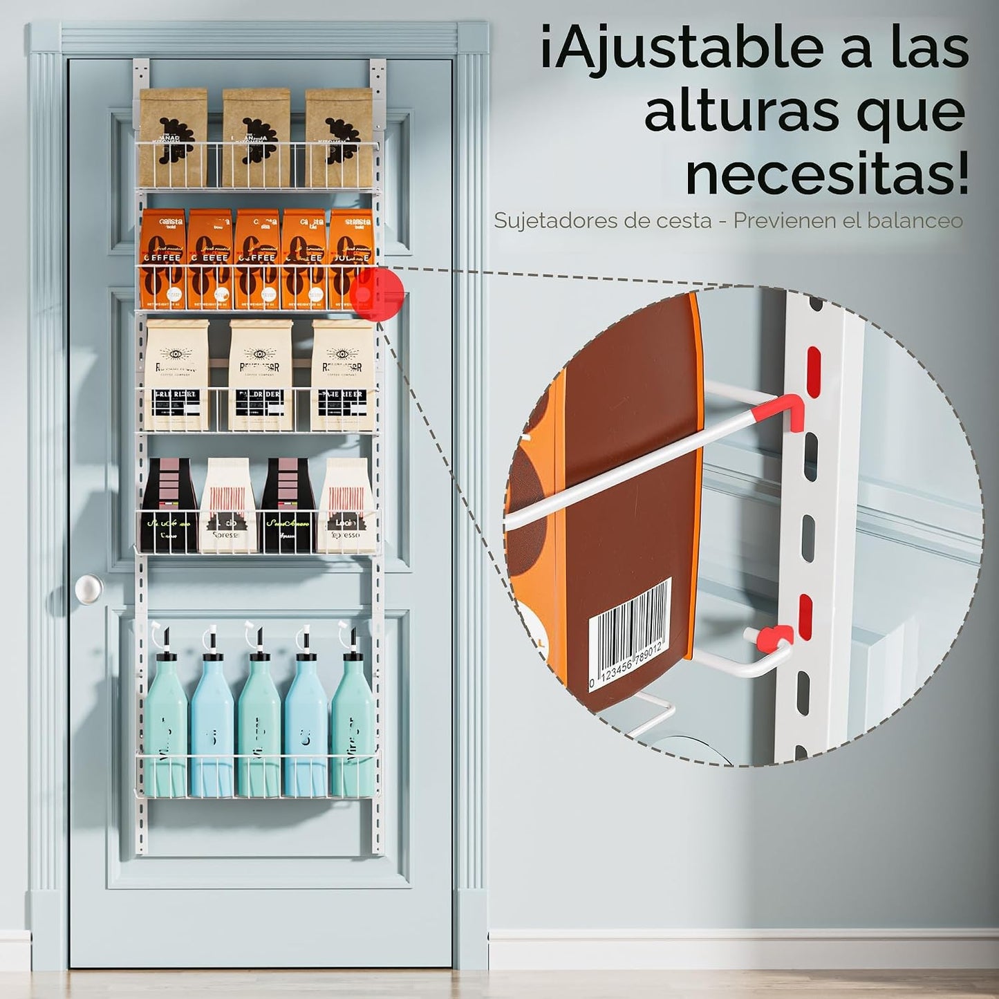 Delamu Organizador ajustable para puerta de armario, organizador de...