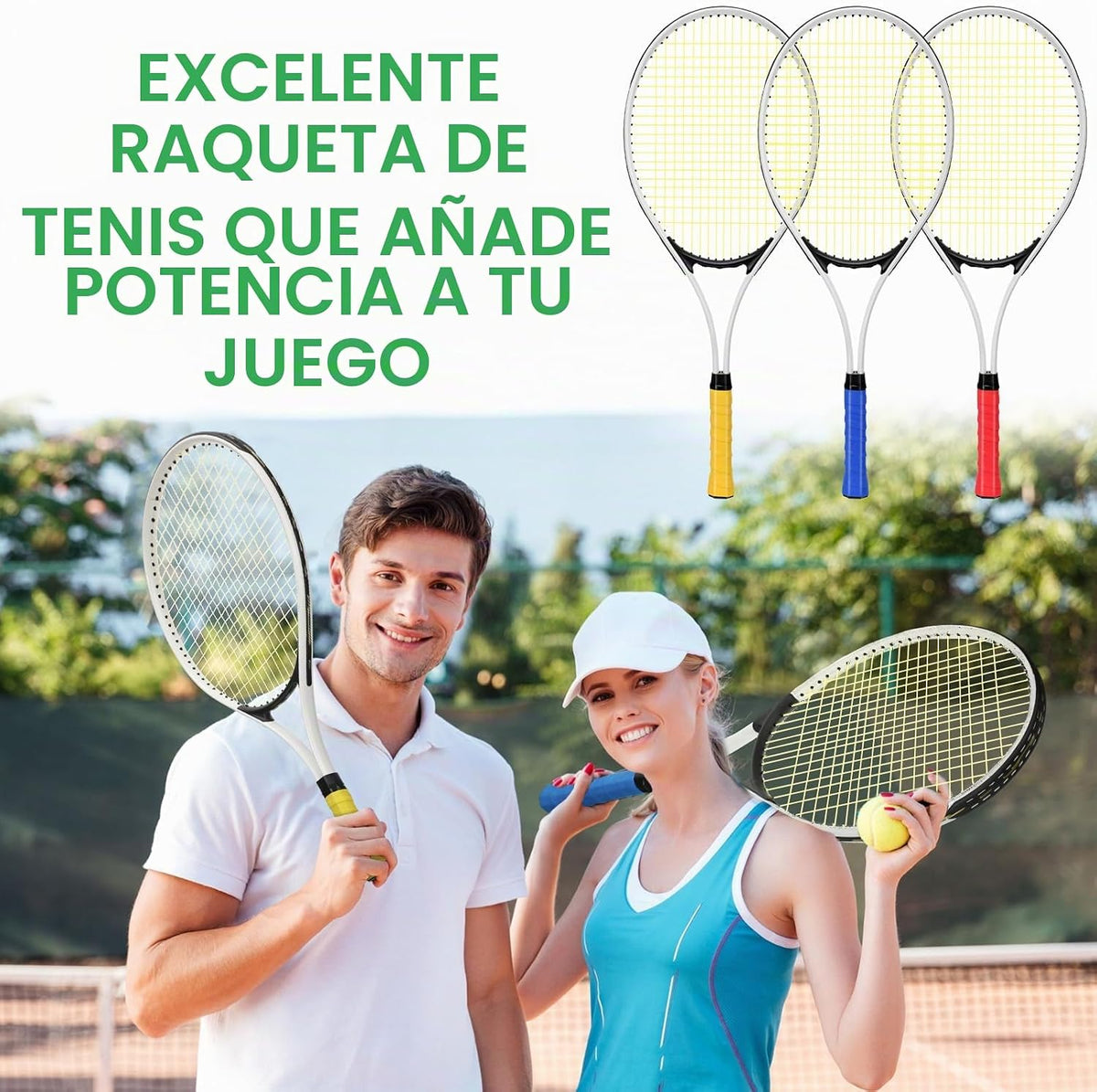 Motionchic - Juego de 6 raquetas de tenis para adultos recreativos...