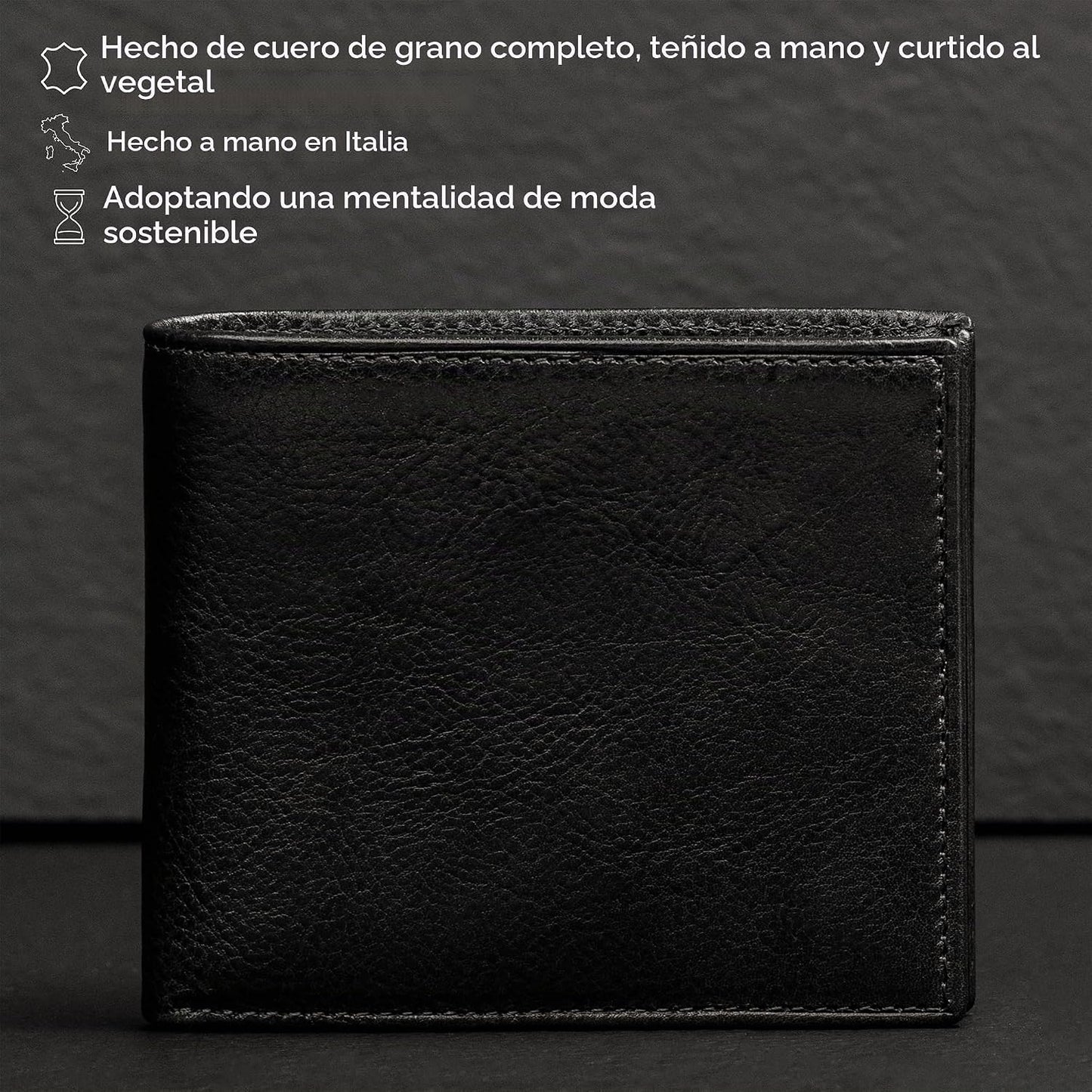 Time Resistance Cartera de cuero para hombre, diseño minimalista co...