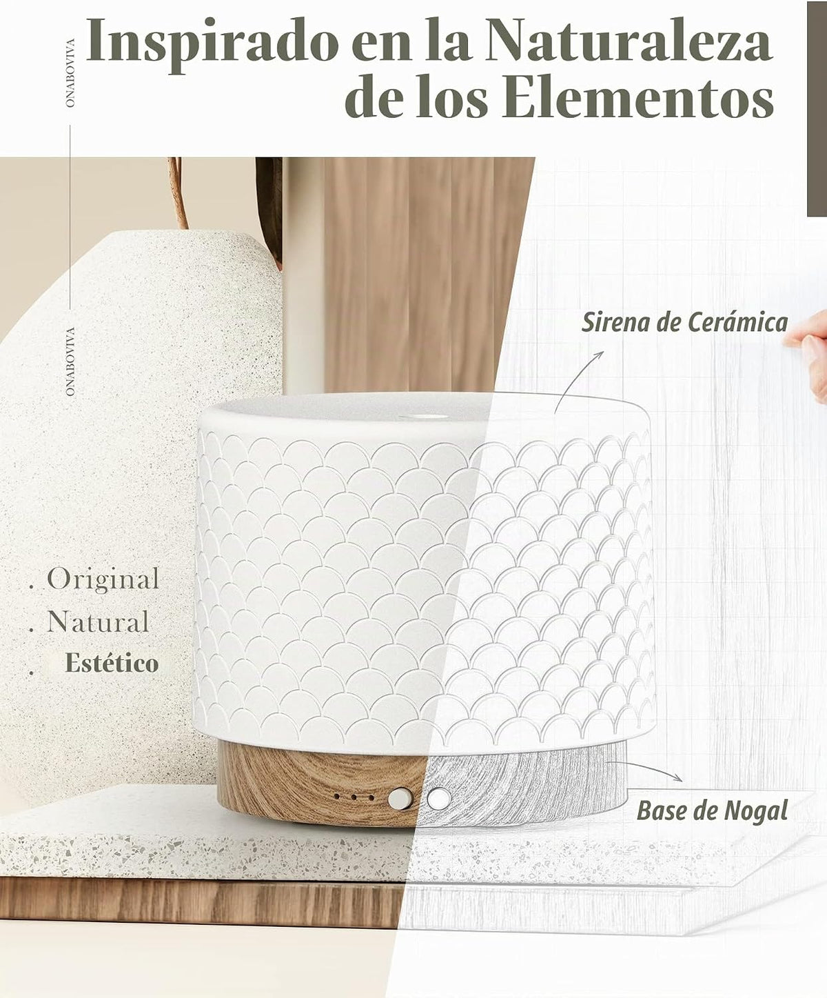 Difusor de aceite esencial \u2013 Difusor de cerámica de 9.5 fl oz...