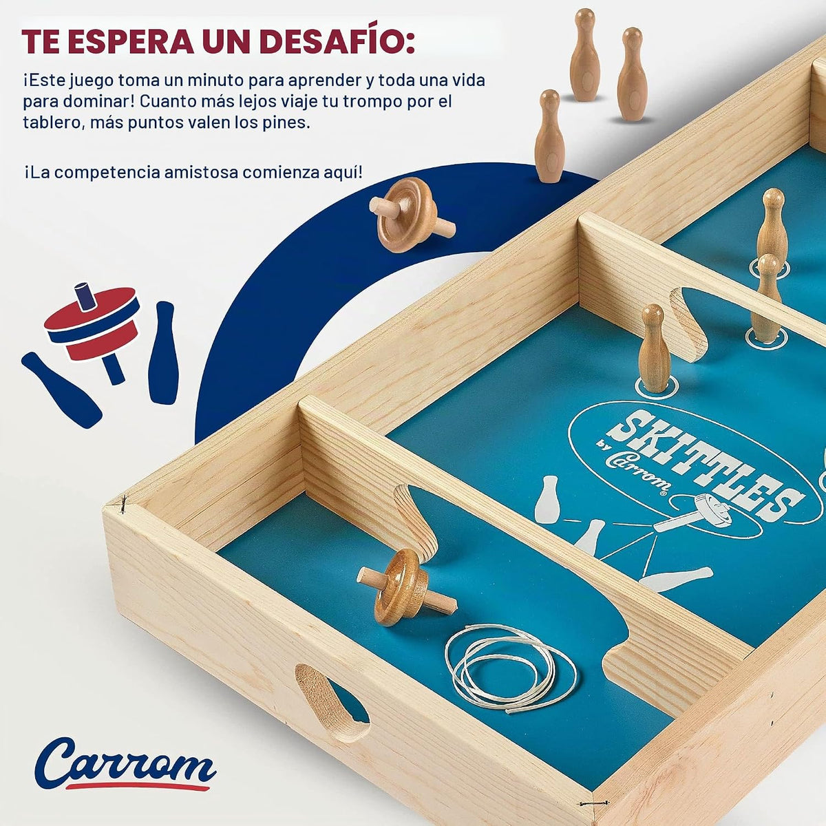 Carrom Juego Skittles - Juegos de mesa grandes para adultos y niños...