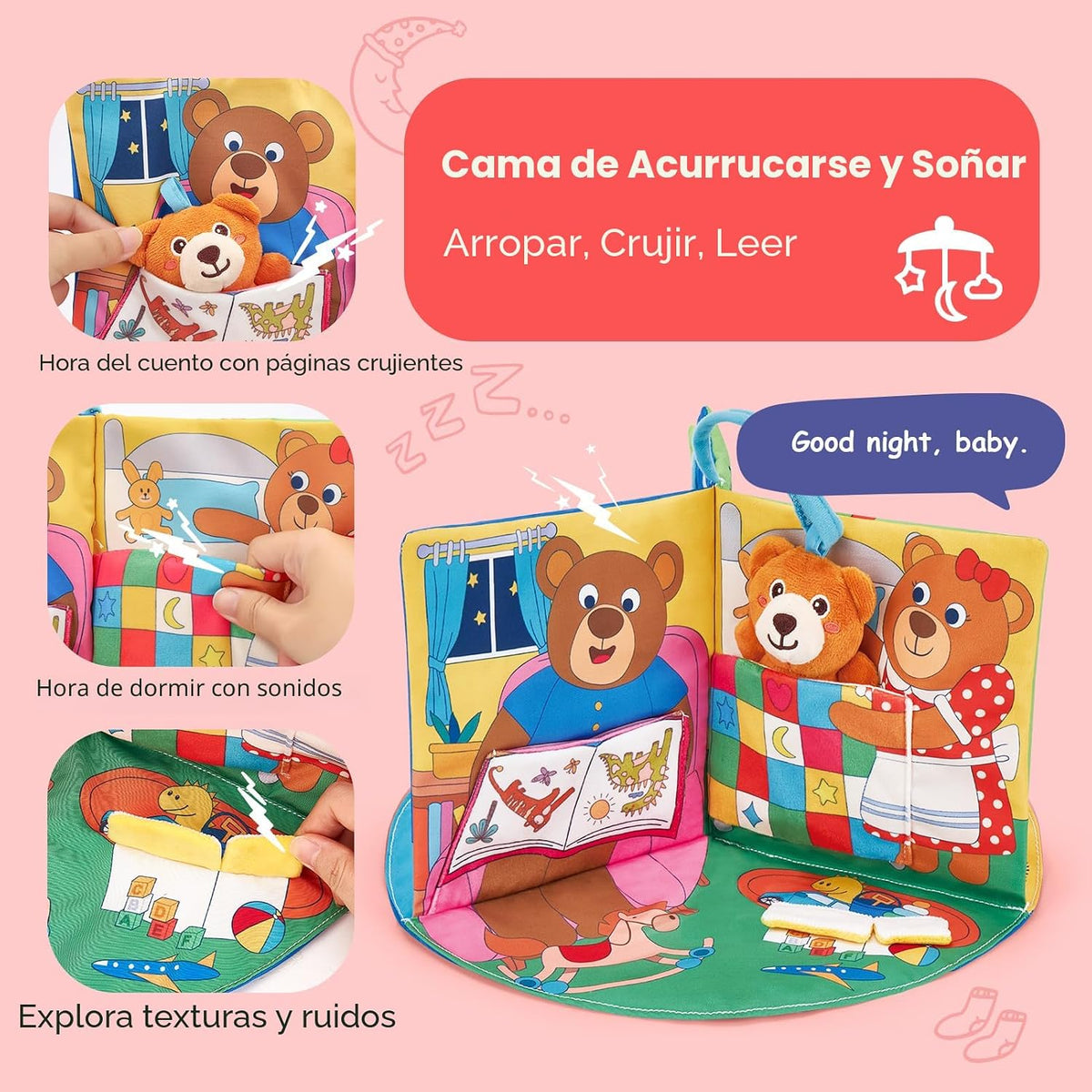 hahaland Libro 3D para 0-12 meses Libro interactivo de actividades...
