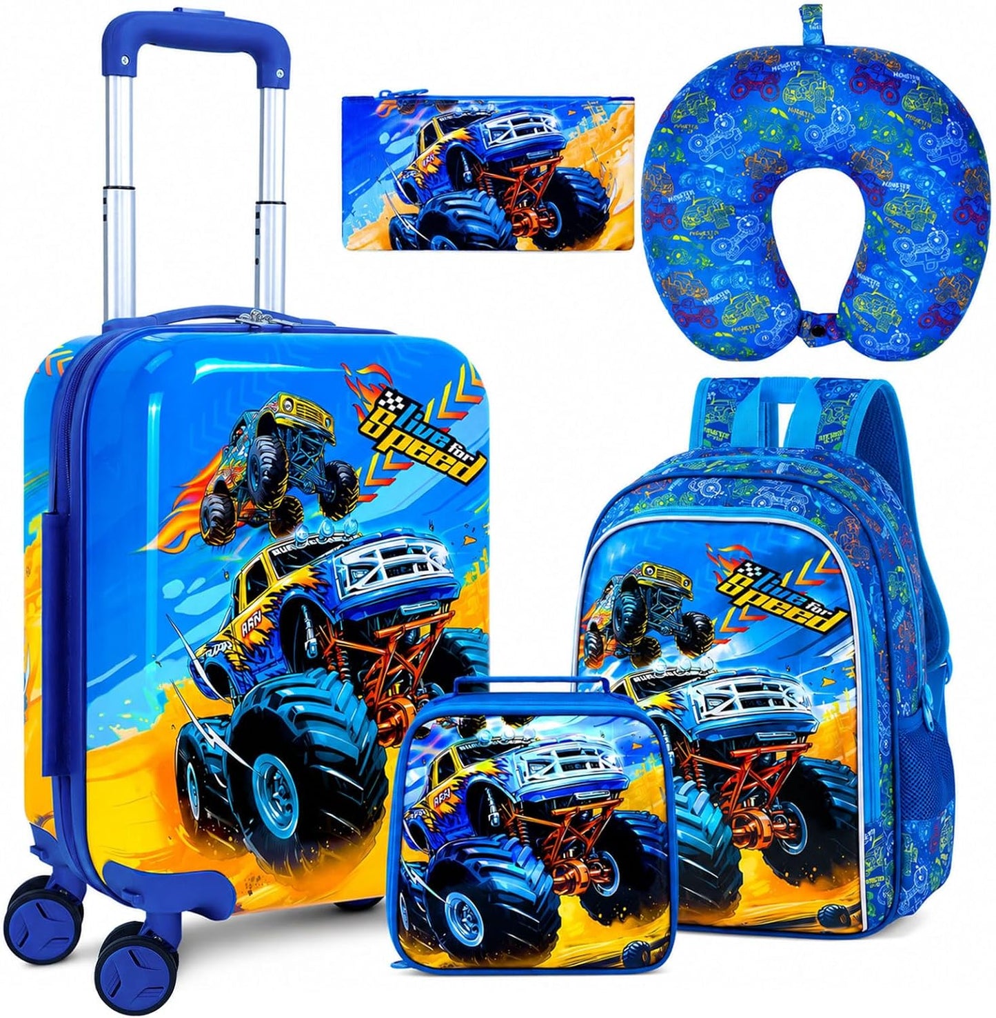 Juego de 5 maletas para niños, aprobado por la aerolínea, con rueda...