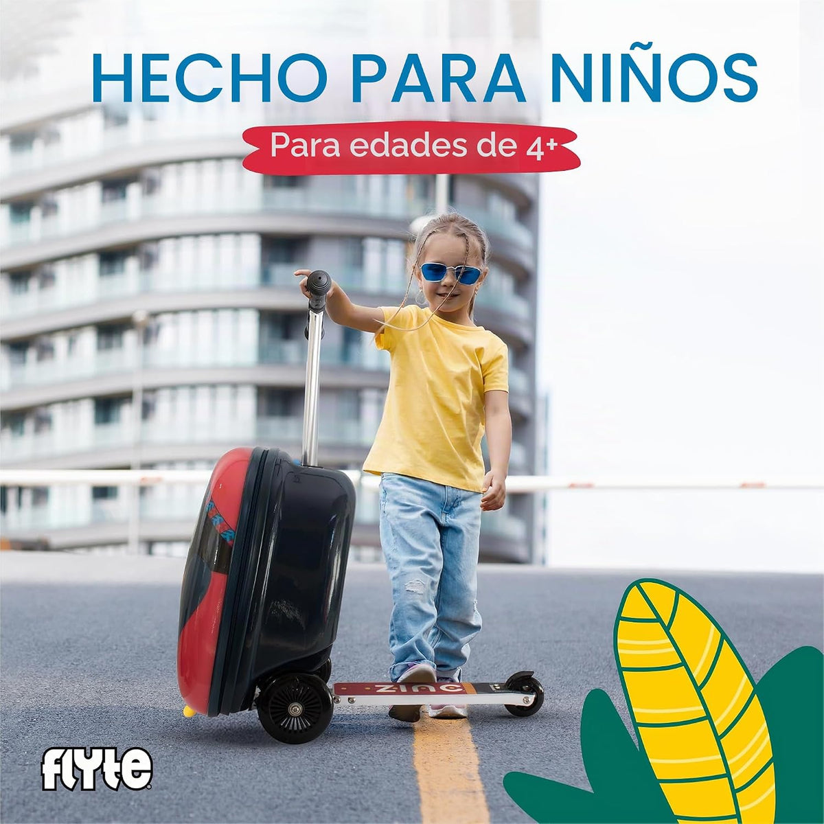 Flyte Maleta Scooter - 2 en 1, Maleta de Montar de 18 pulgadas para...