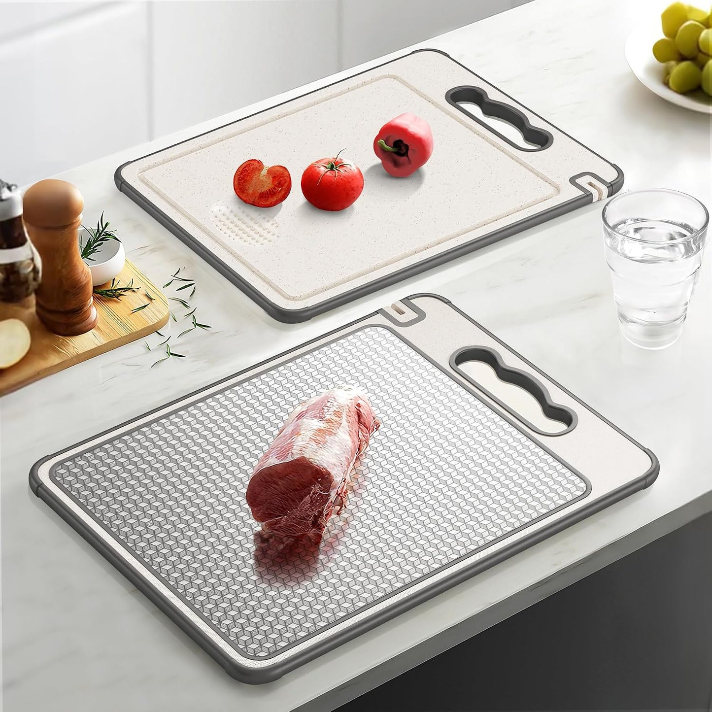 Tabla de cortar de acero inoxidable 304 de doble cara y paja de tri...