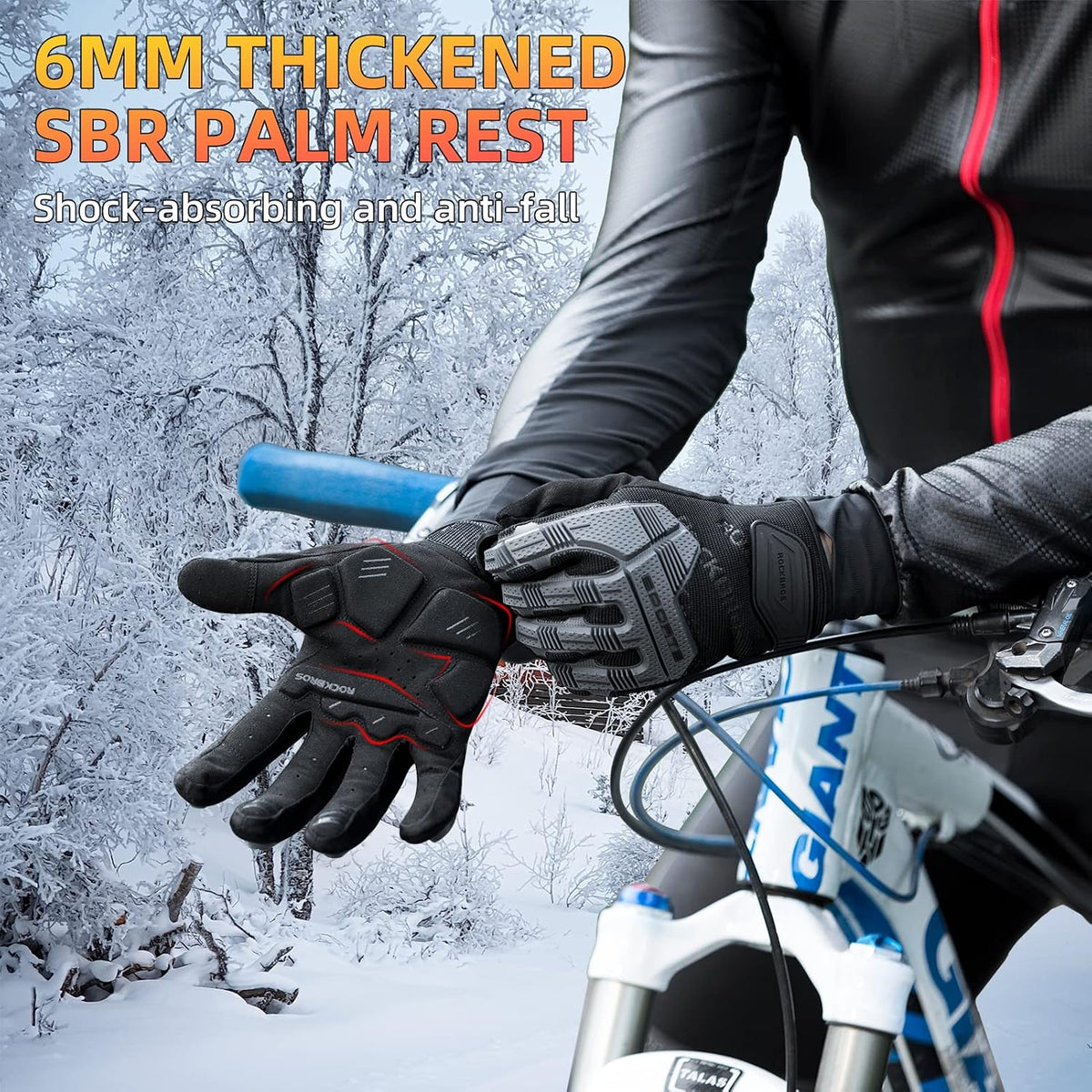 Rockbros - Guantes de bicicleta de montaña con almohadilla de gel d...