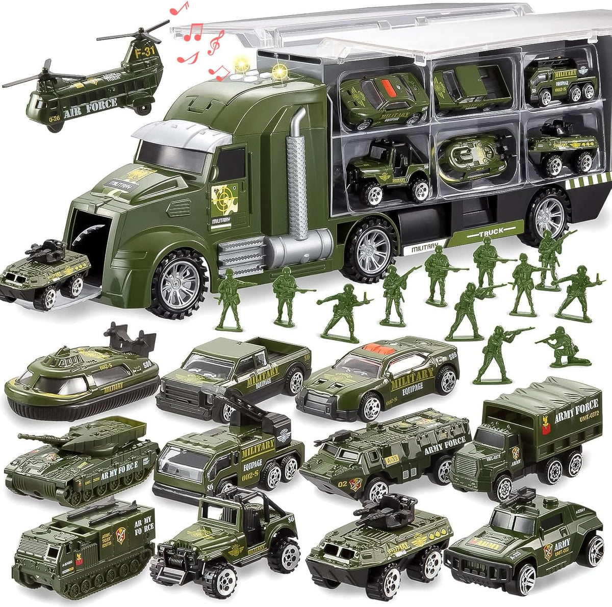 JOYIN Juguetes de Camión Militar 25 en 1 para Niños de 3+ Años, Jug...