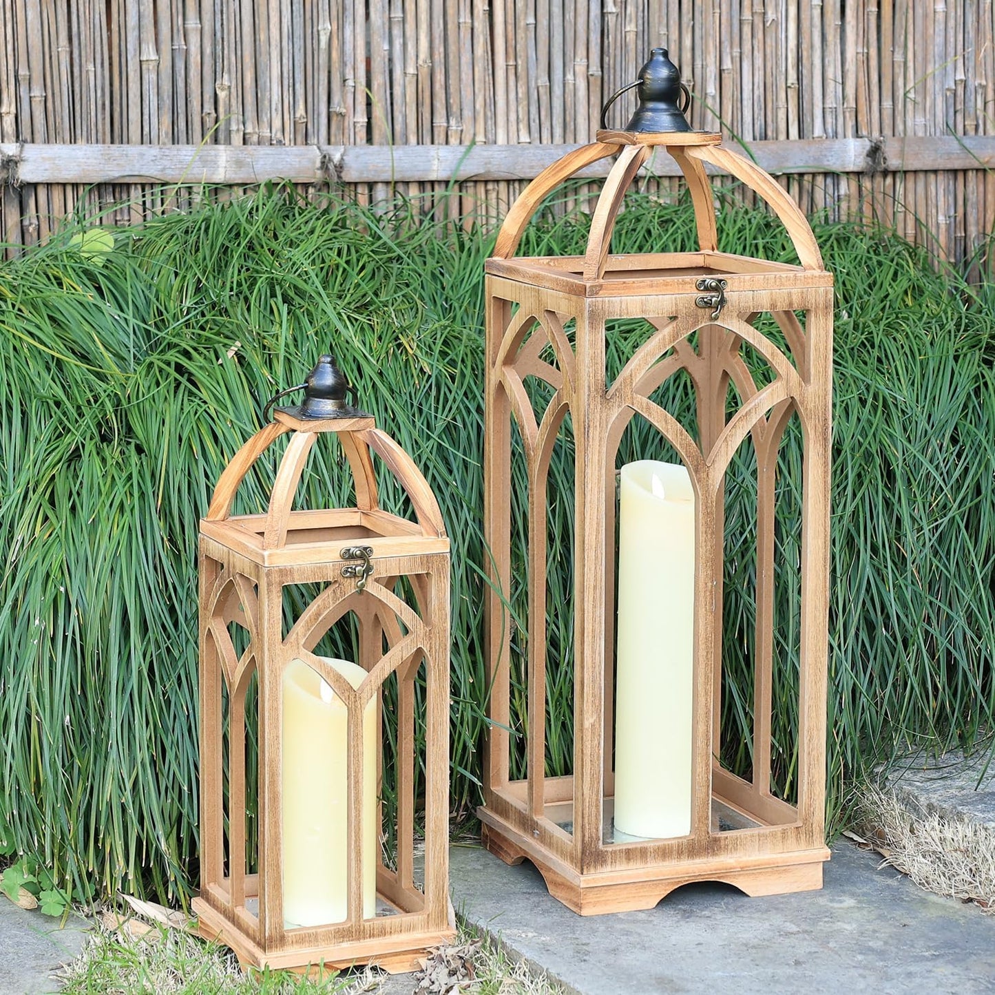DECORKEY Farol grande de madera decorativo para interiores y exteri...