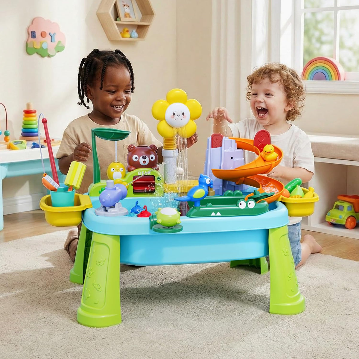 Juguetes de mesa de arena y agua para niños pequeños, fregadero de...