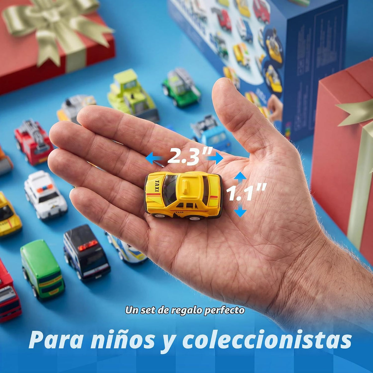 JOYIN Juego de 18 vehículos de juguete de autos y camiones de ciuda...