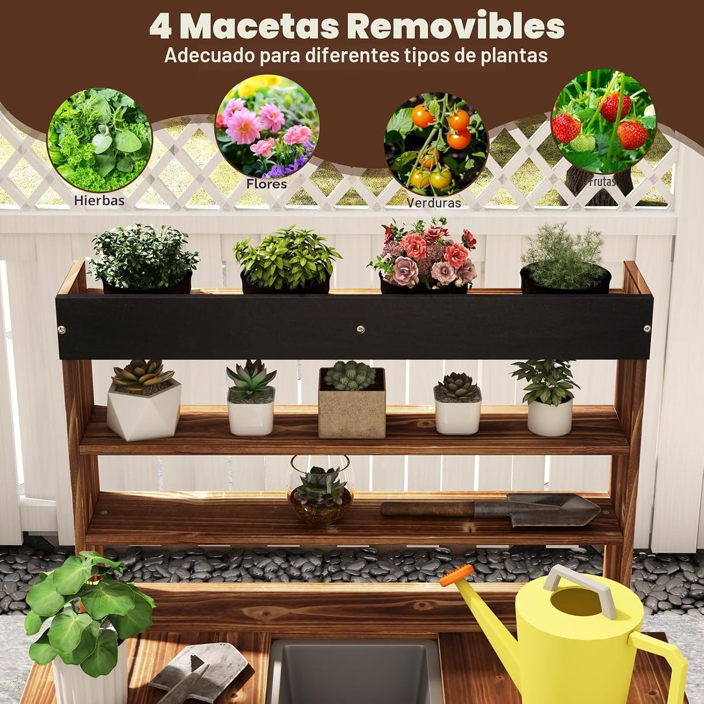 Costzon Banco de macetas para niños, centro de jardinería de juguet...