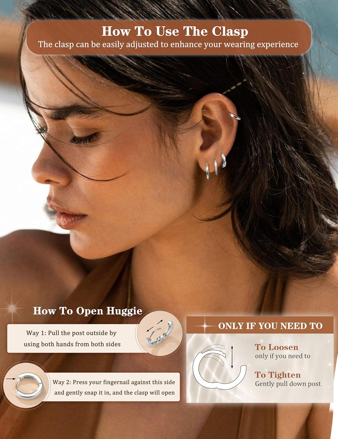 Jstyle Aretes de aro pequeños de oro para mujer, chapados en oro de...