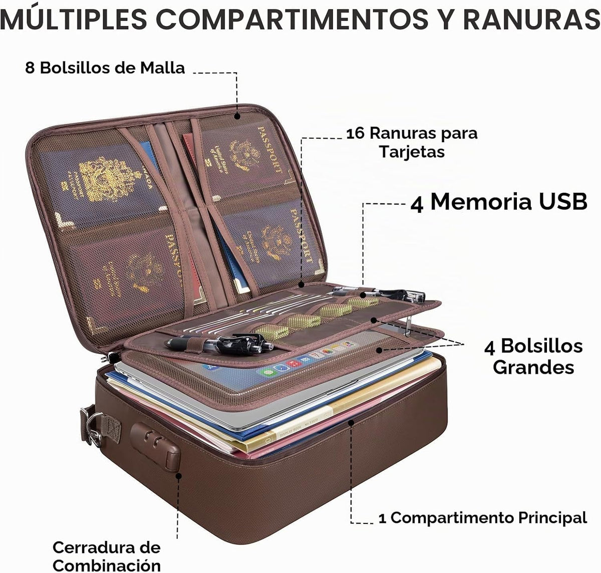 BALEINE Caja de documentos ignífuga con cerradura, bolsa de documen...