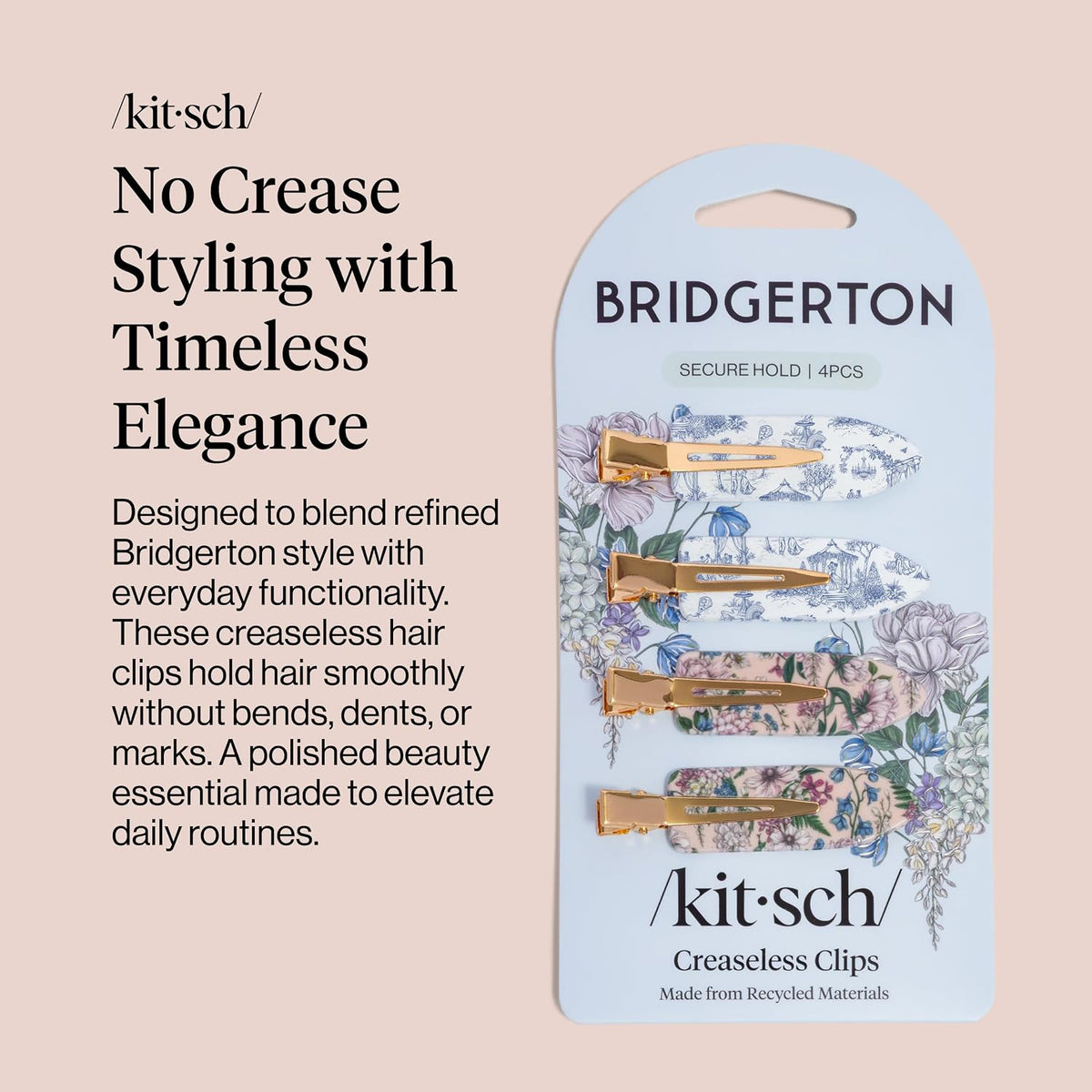 Bridgerton x Kitsch - Pinzas para el cabello sin arrugas para mujer...