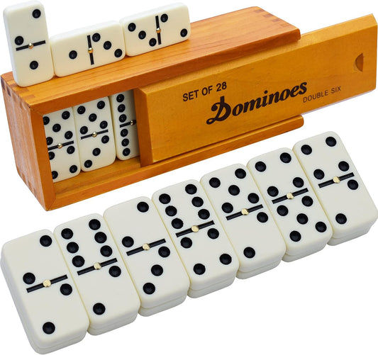 Queensell Juego de dominó para adultos, juego de dominó doble de 6...
