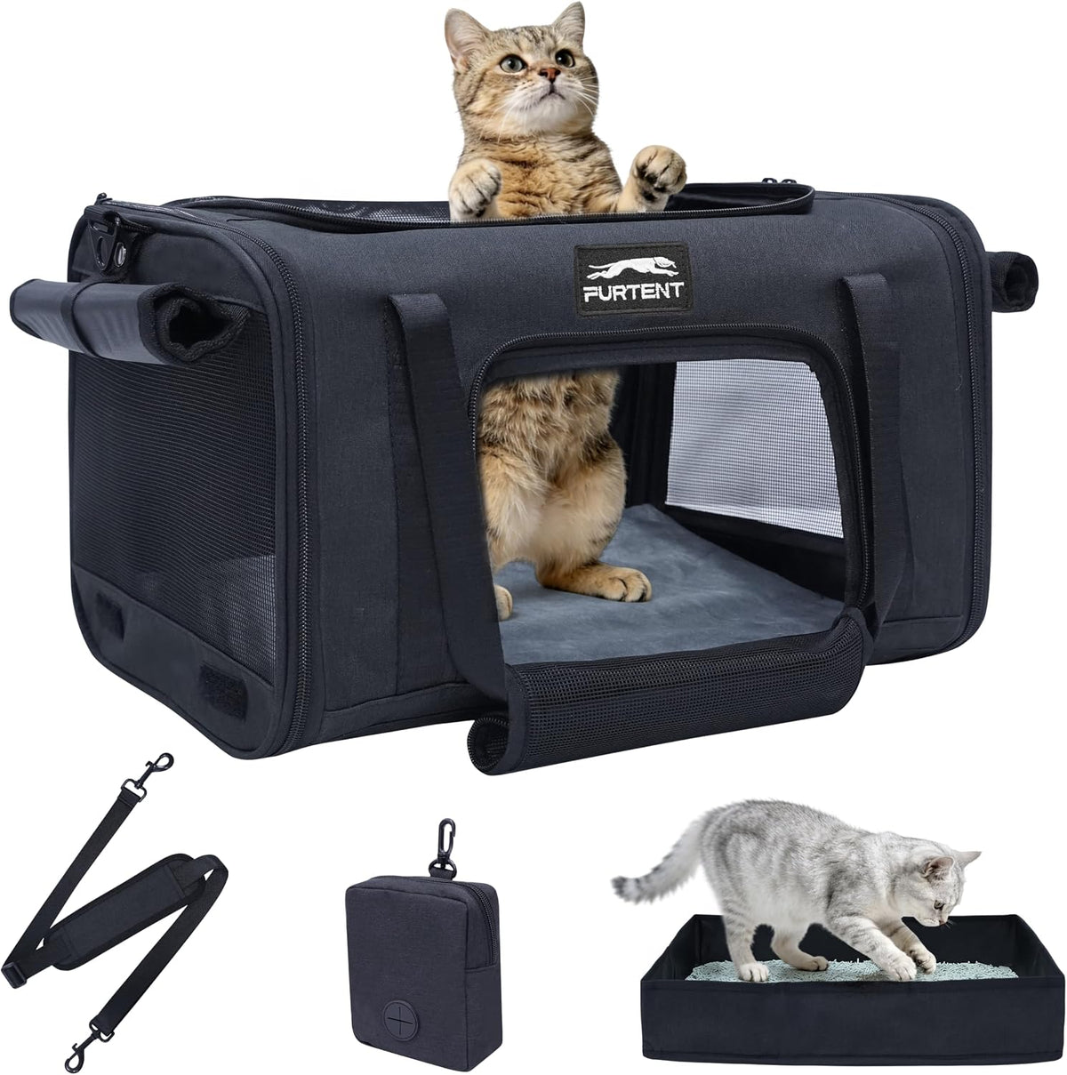 Transportador de mascotas de 17 x 11 x 9.5 pulgadas, aprobado por a...