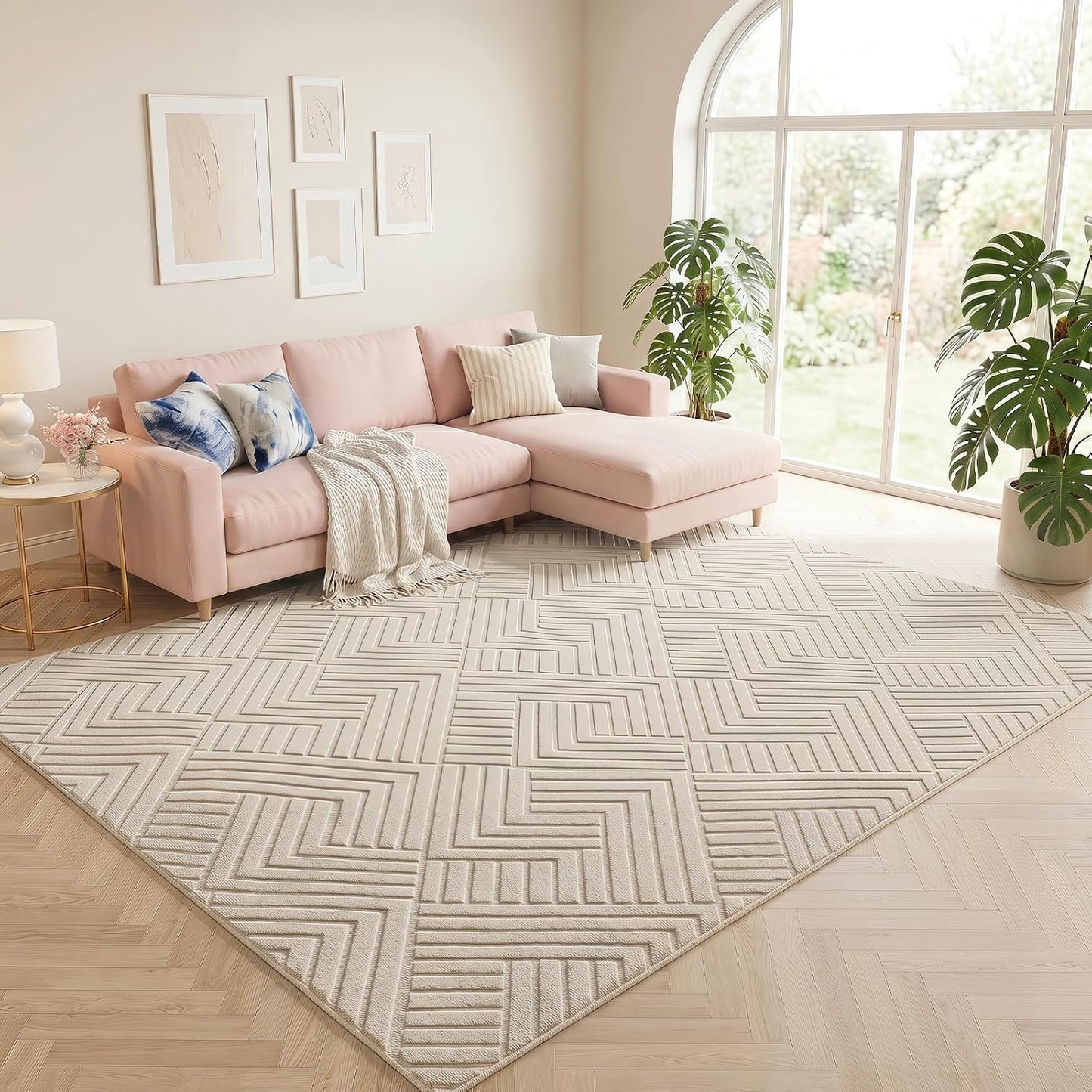 Bsmathom Alfombra lavable de 9 x 12, alfombra suave y moderna bohem...