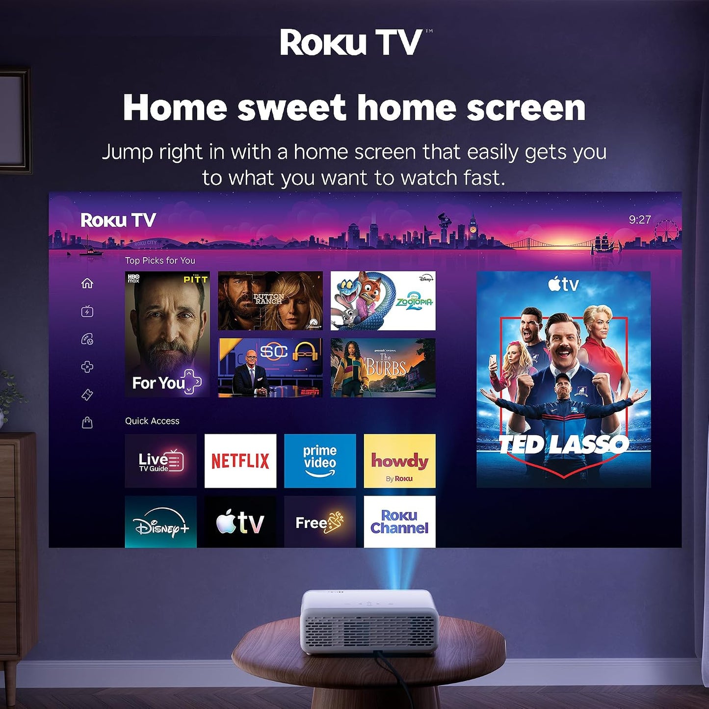 Aurzen Roku TV D1R Proyector portátil inteligente para exteriores c...