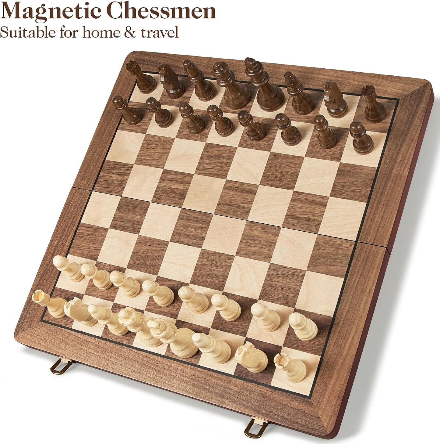Juego de ajedrez magnético de madera de 17 pulgadas para adultos y...
