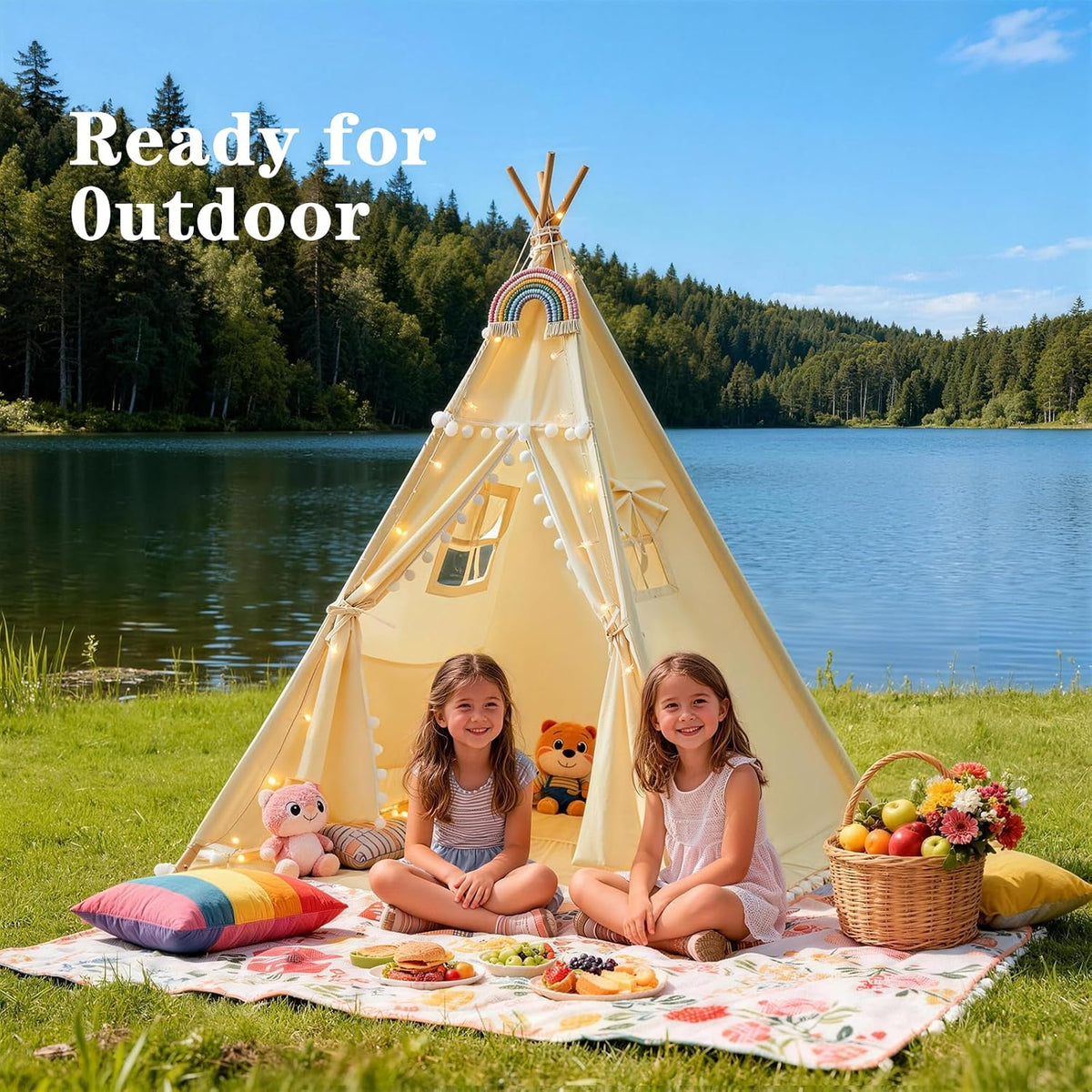 HalloDeer - Tienda de campaña tipi para niños con alfombrilla acolc...