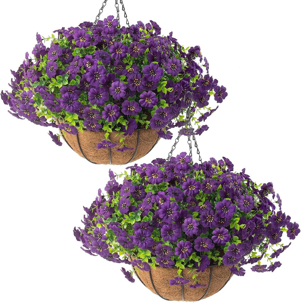 Hananona Juego de 2 flores artificiales para exteriores con cesta c...