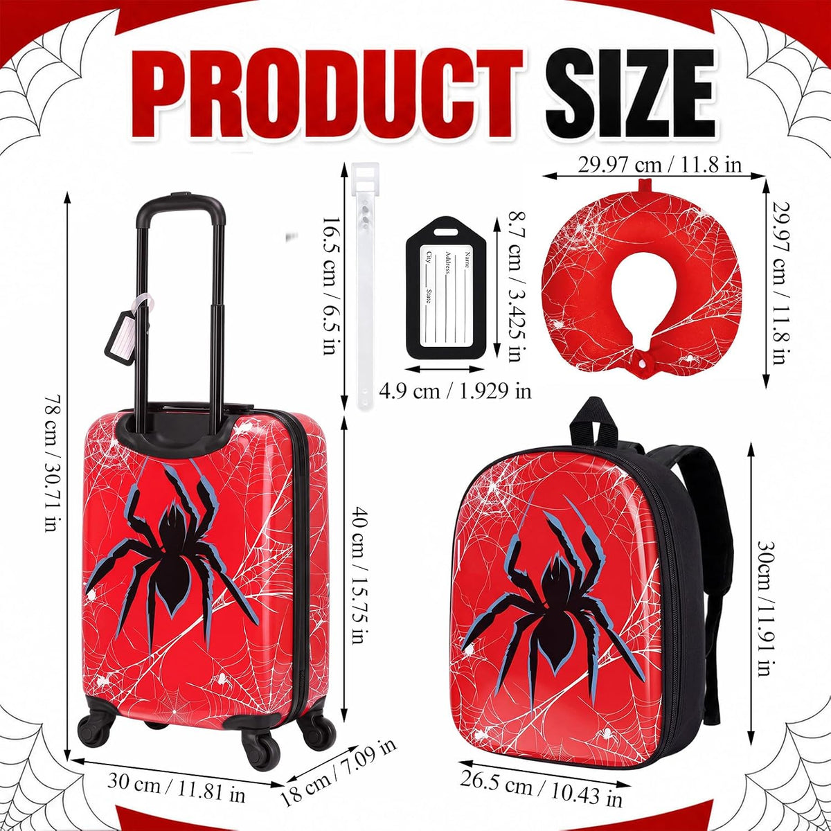 Sanwuta Juego de 4 maletas de araña de 18 pulgadas, mochila con rue...