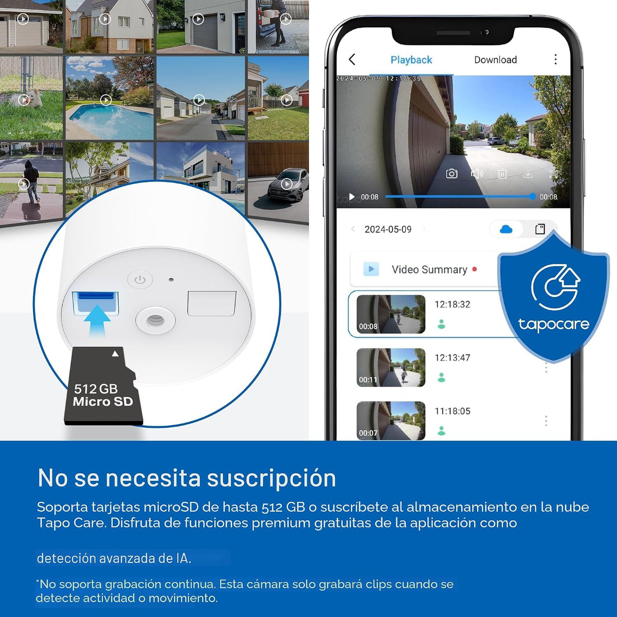 Tapo SolarCam - Cámara de seguridad inalámbrica de 1080p para exter...