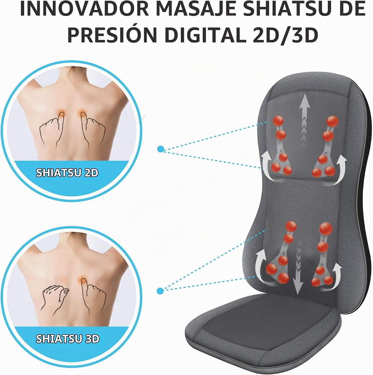 COMFIER Shiatsu - Masajeador de espalda con calor, almohadilla para...
