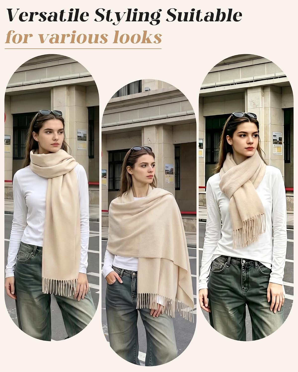 Darller Bufanda de invierno para mujer, chales y envolturas de pash...
