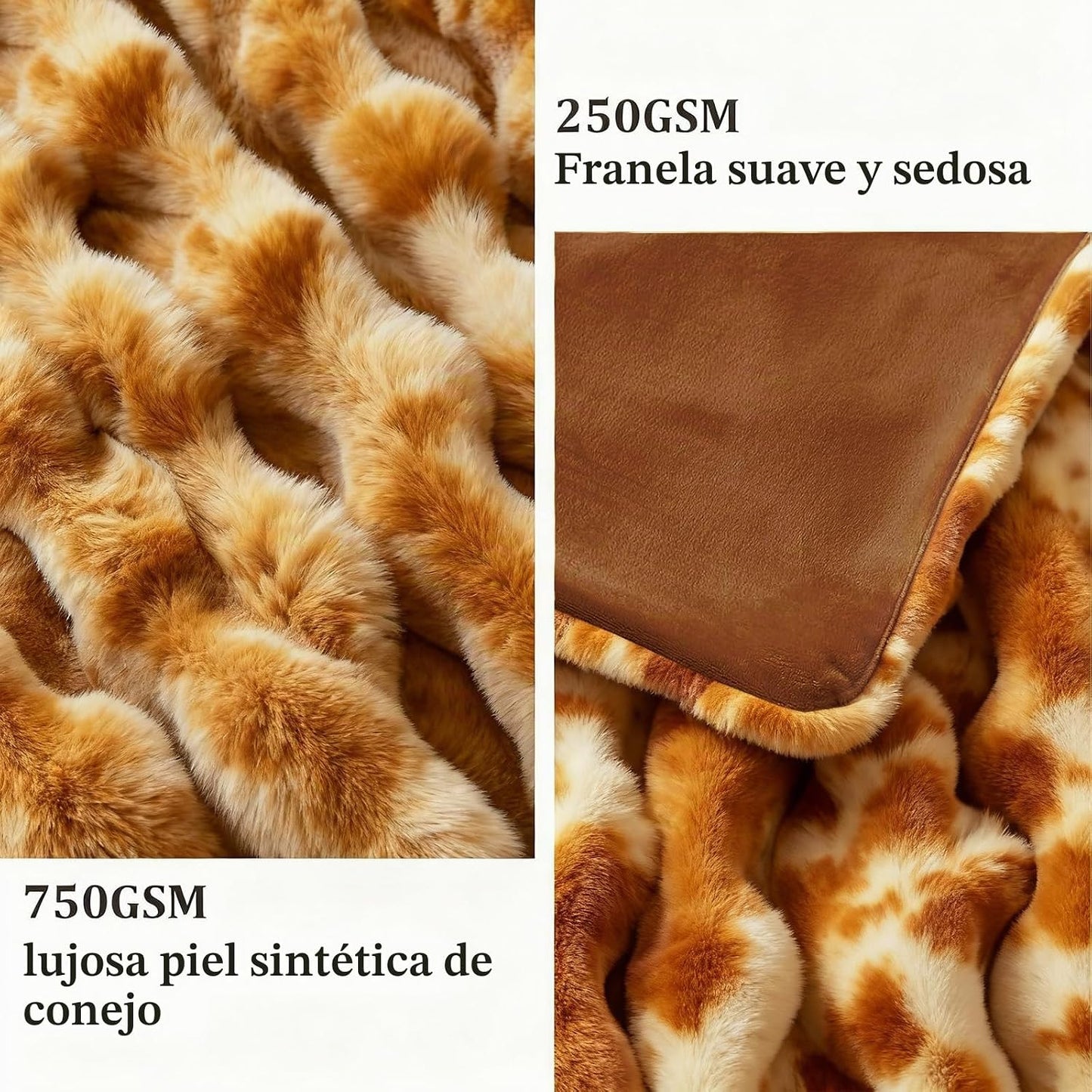 Manta Individual de Piel Sintética para Sofá, 1000 GSM Acogedora Di...