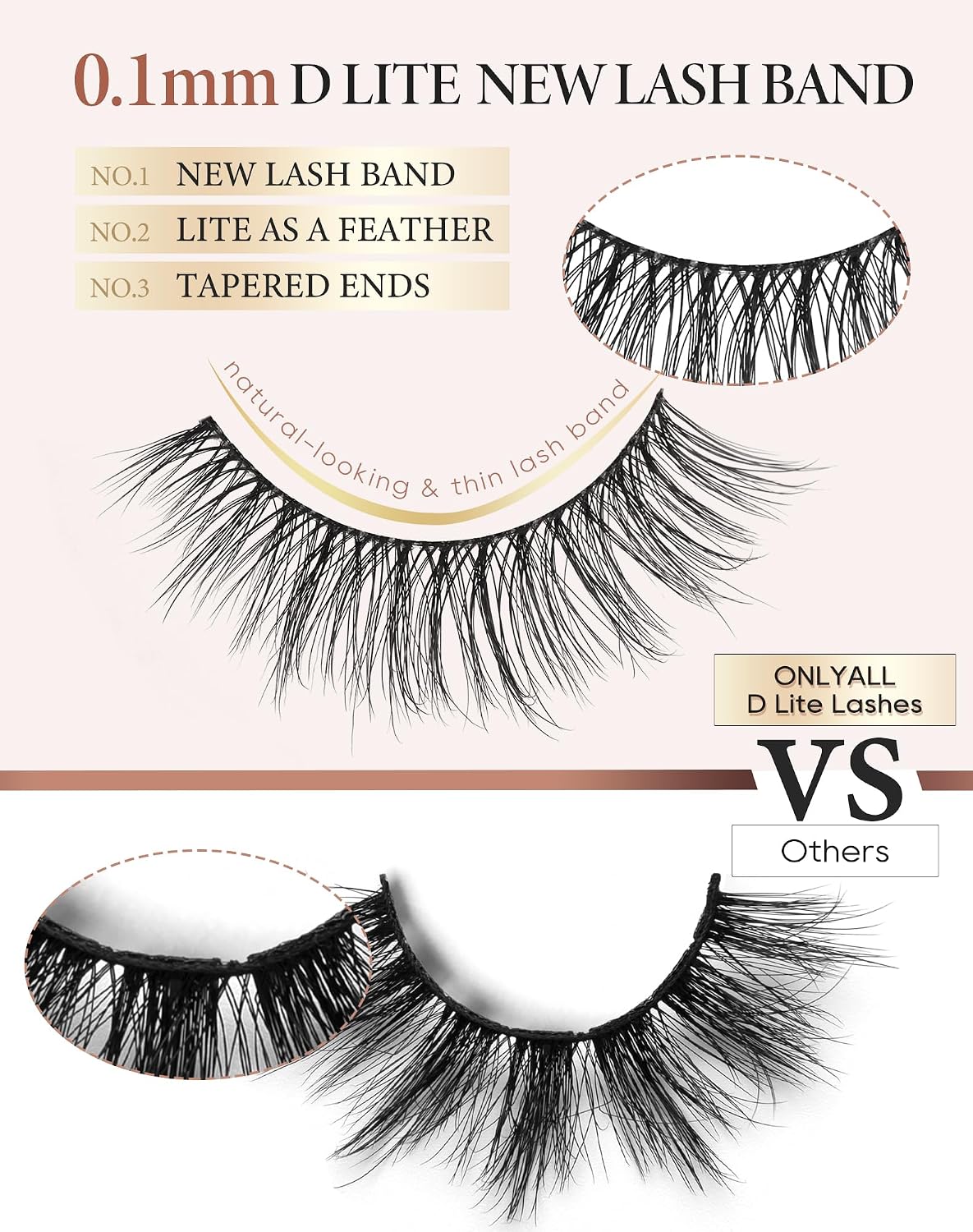 Onlyall Pestañas postizas Wispy 1 para un aspecto natural y acampan...