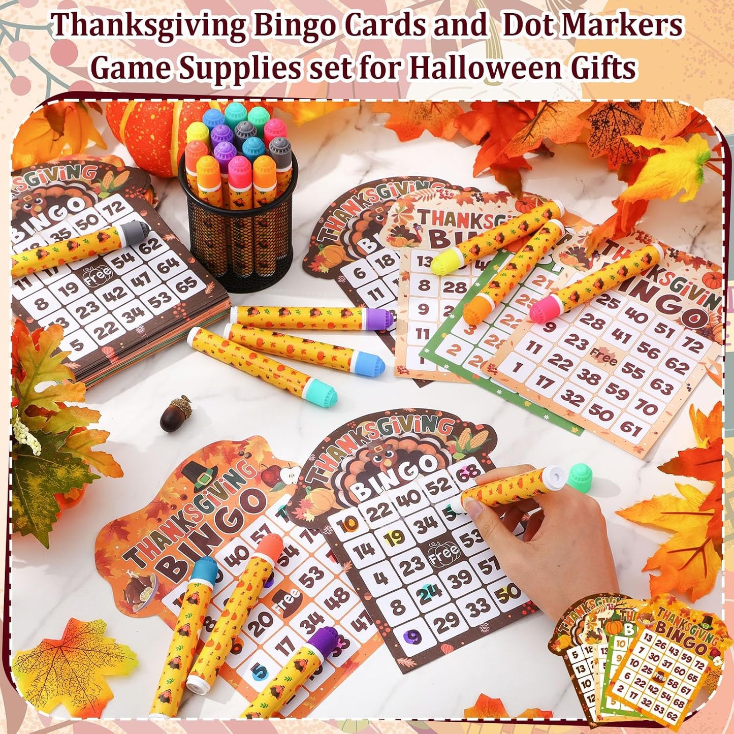Eersida Paquete de 192 tarjetas de juego de bingo y juego de dauber...