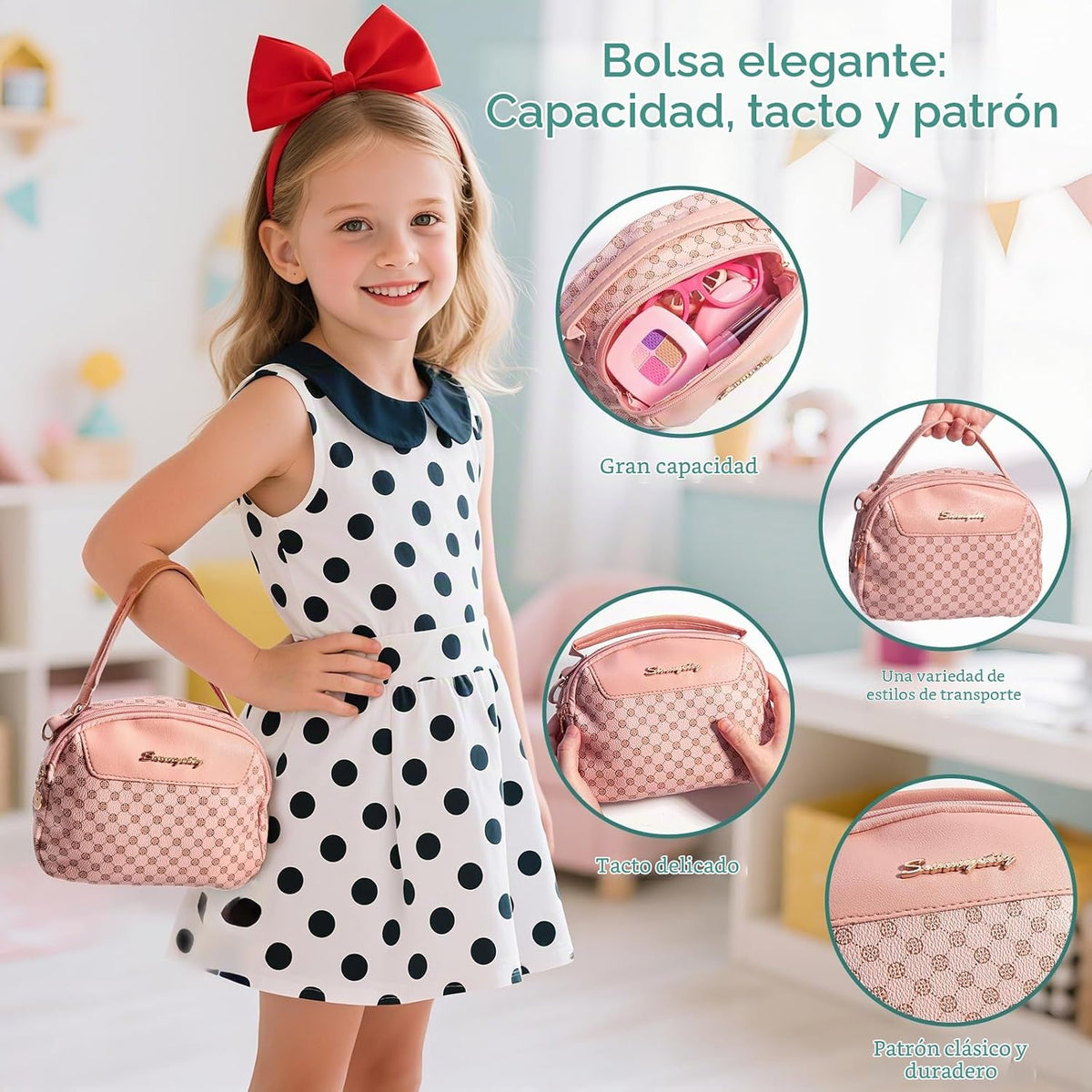 Bolso para Niña Pequeña con Maquillaje de Juguete para Niños de 3-5...