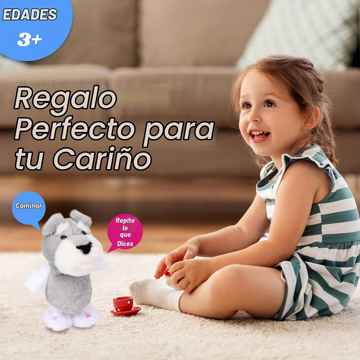 Hopearl Talking Schnauzer - Perro cantante repite lo que dices, cac...