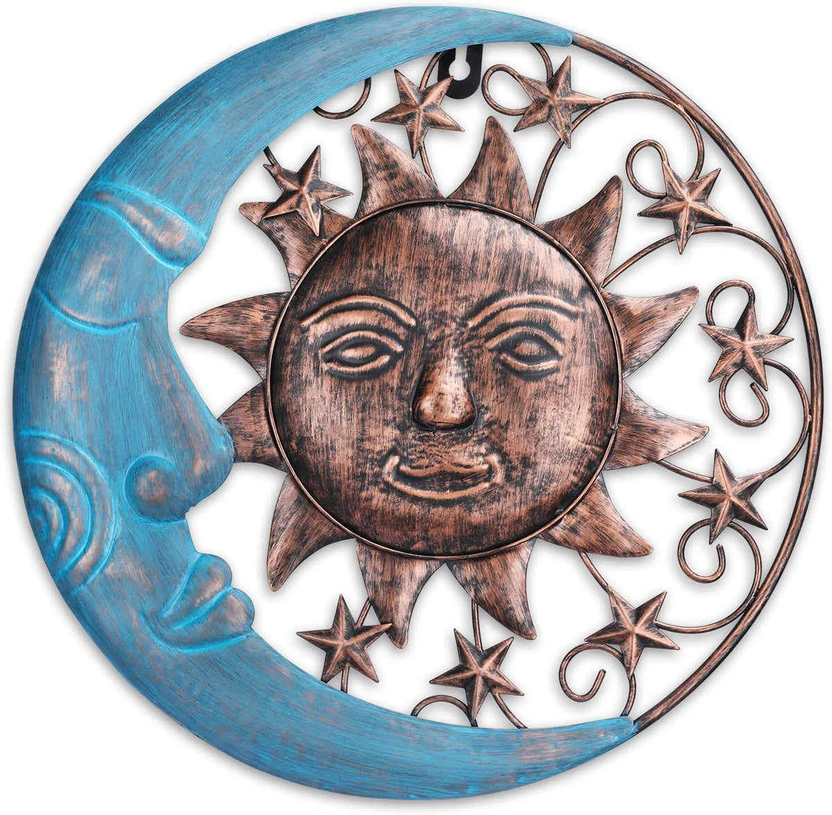 VCUTEKA Arte de Pared de Metal con Cara de Sol Decoración Exterior...