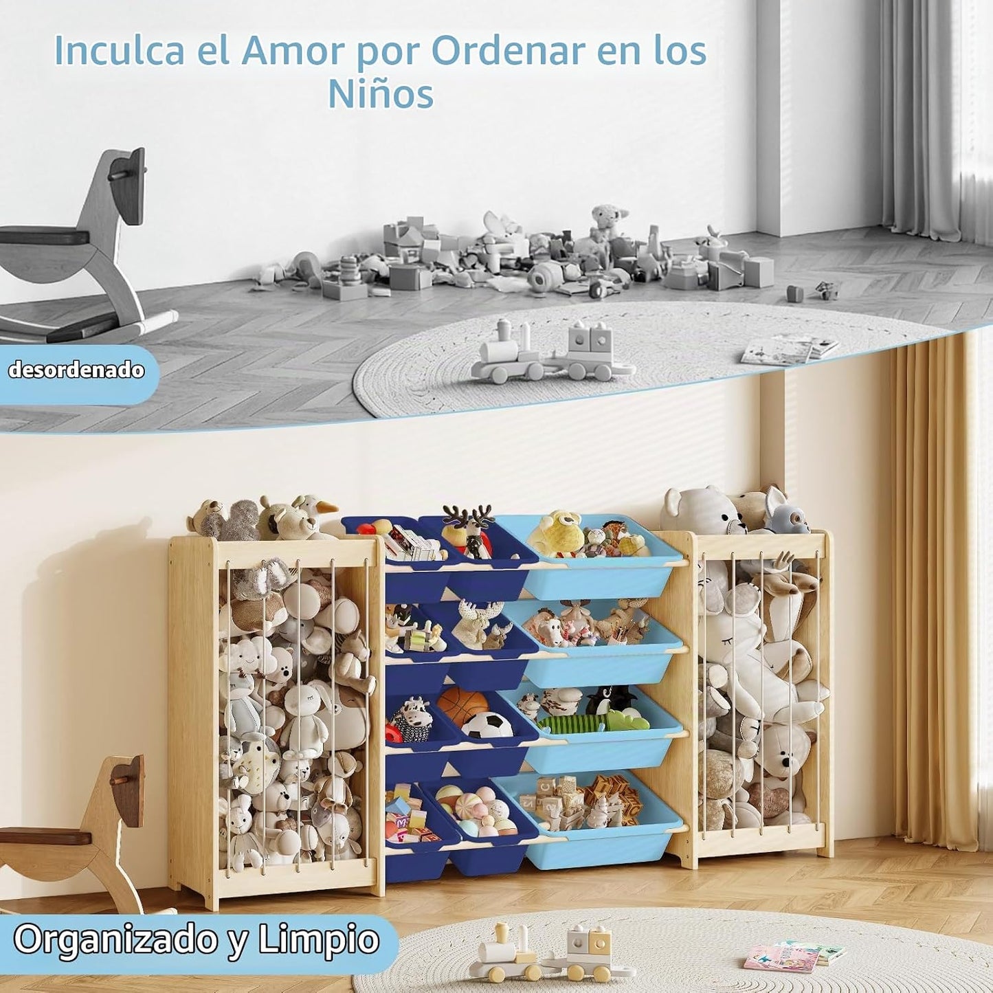 EXPERLAM Organizador grande de almacenamiento de juguetes, almacena...