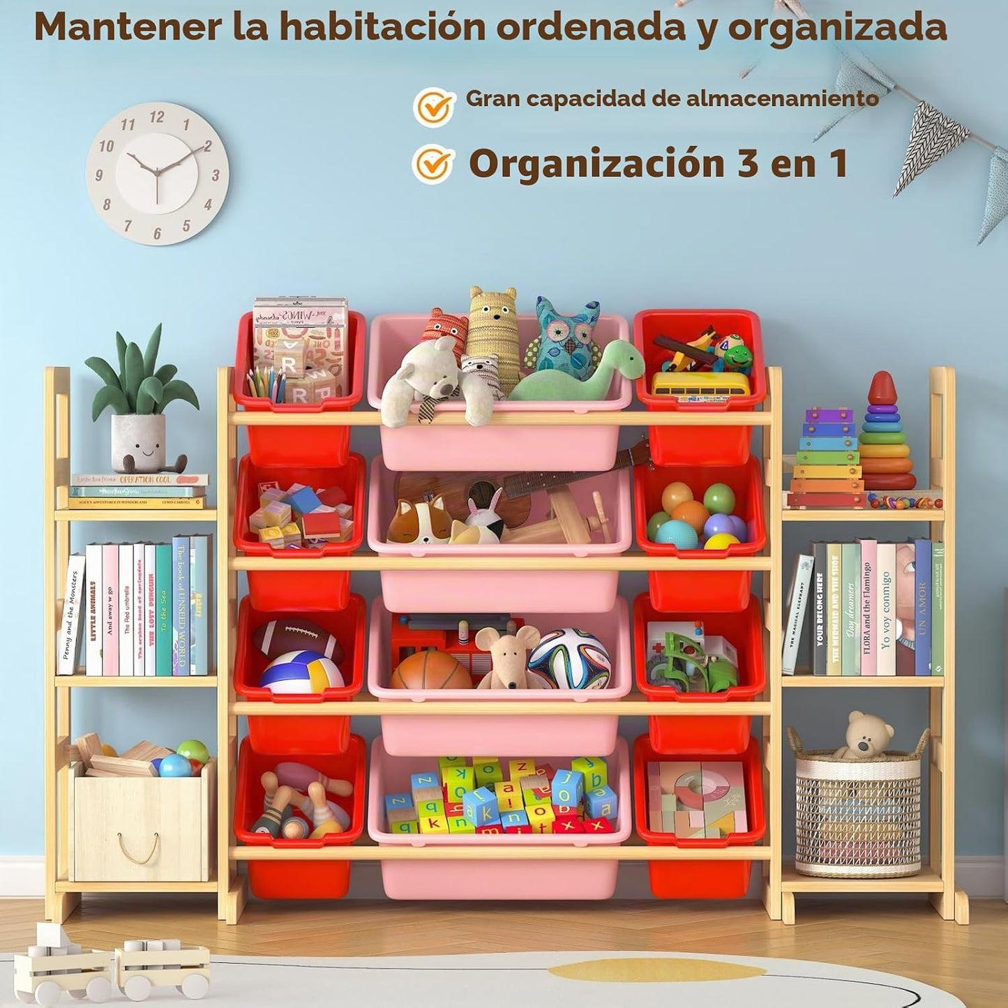 Ratulie Organizador grande de almacenamiento de juguetes para niños...