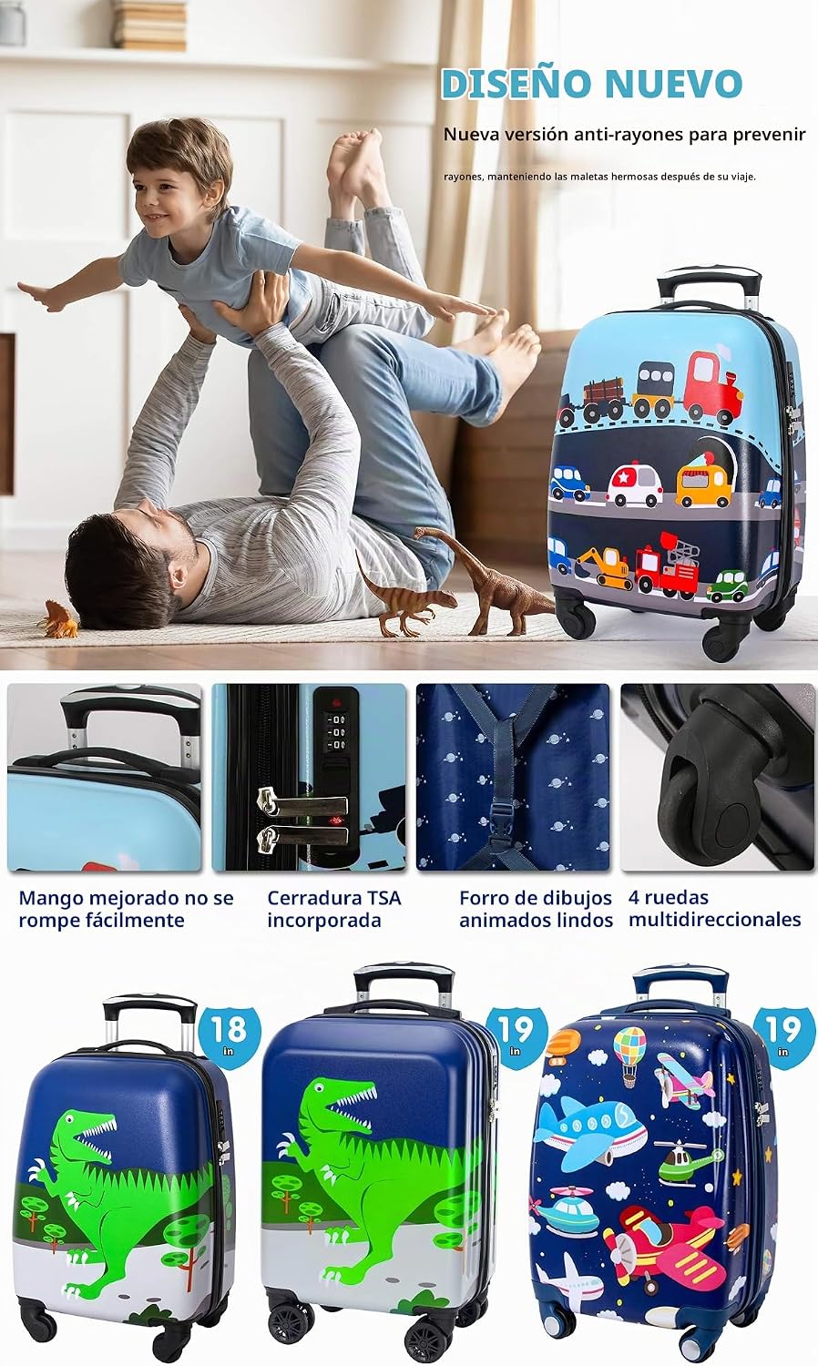 GURHODVO Equipaje de Mano para Niños Maleta con Ruedas para Niños c...