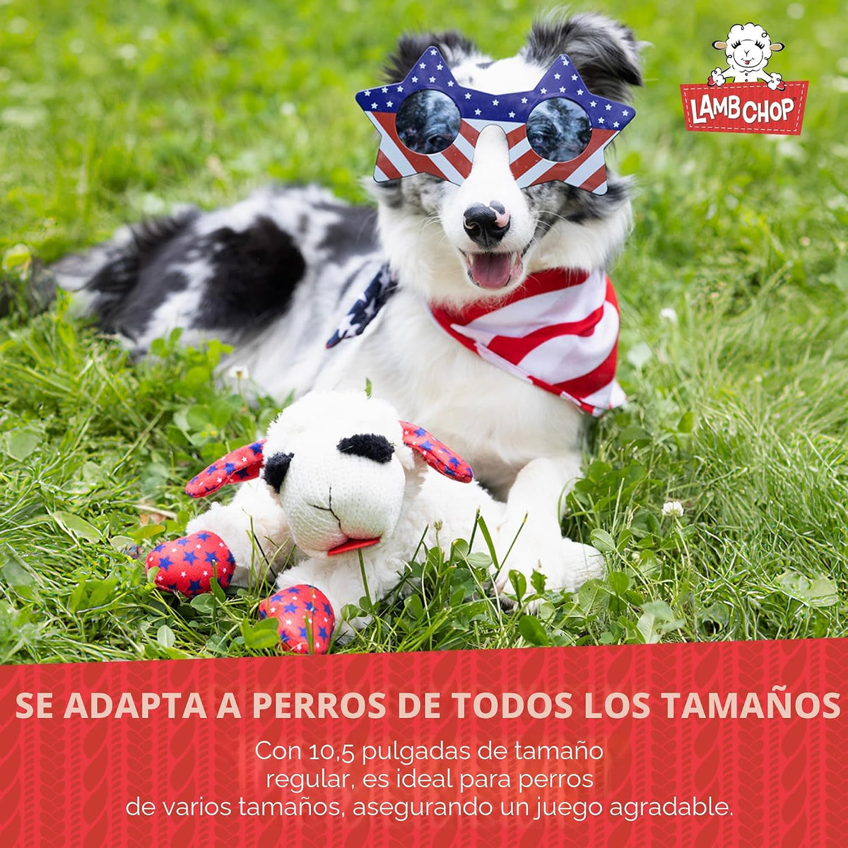 Multipet Lamb Chop - Juguete de peluche para perro con sombrero de...