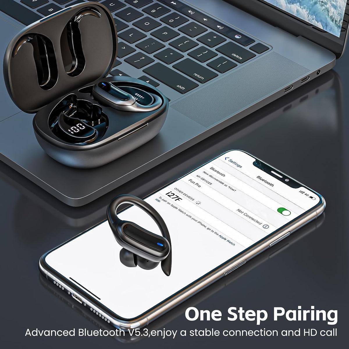 Auriculares inalámbricos Bluetooth, 54 horas de reproducción, estér...