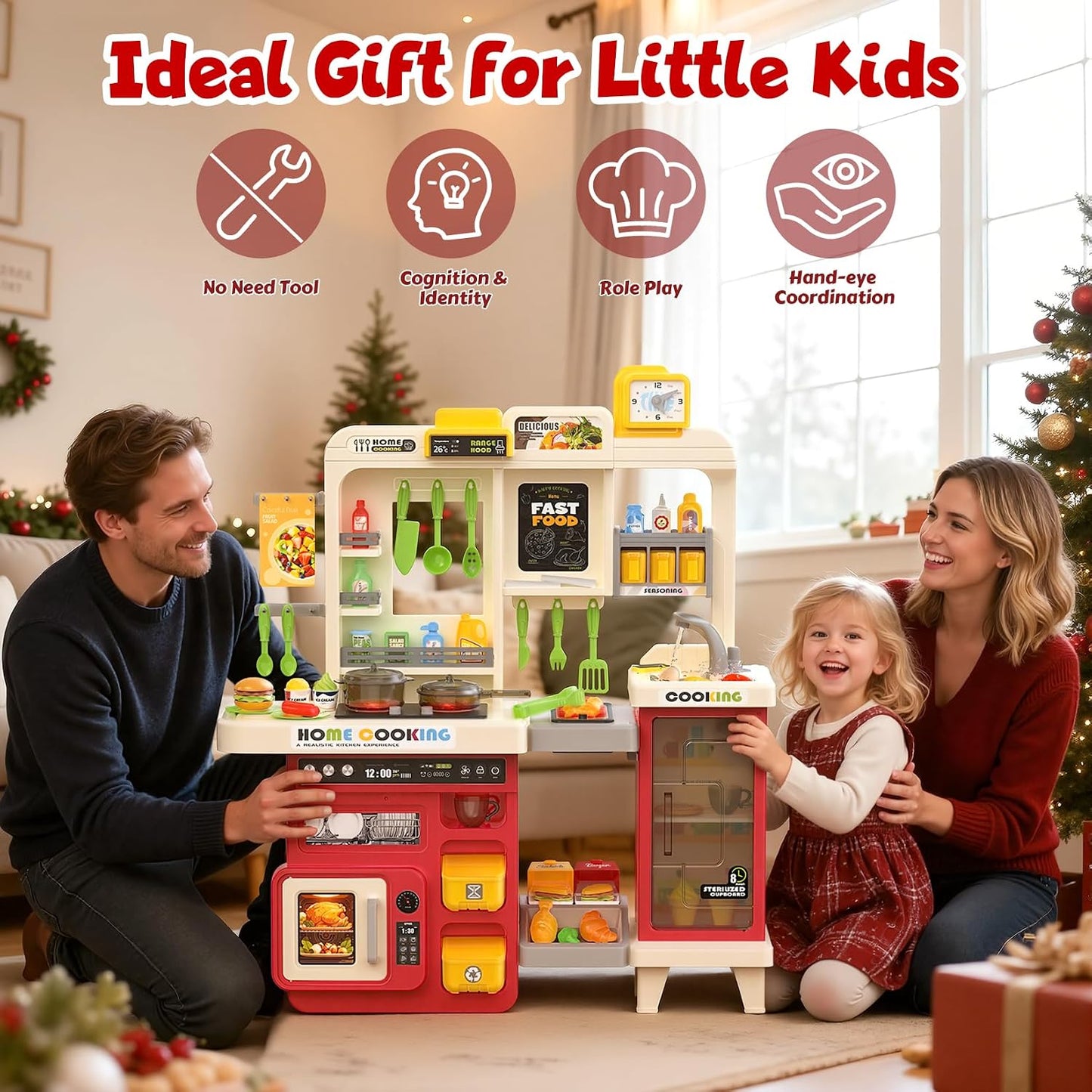 Juego de cocina para niños con luces, sonidos y vapor, juego de coc...