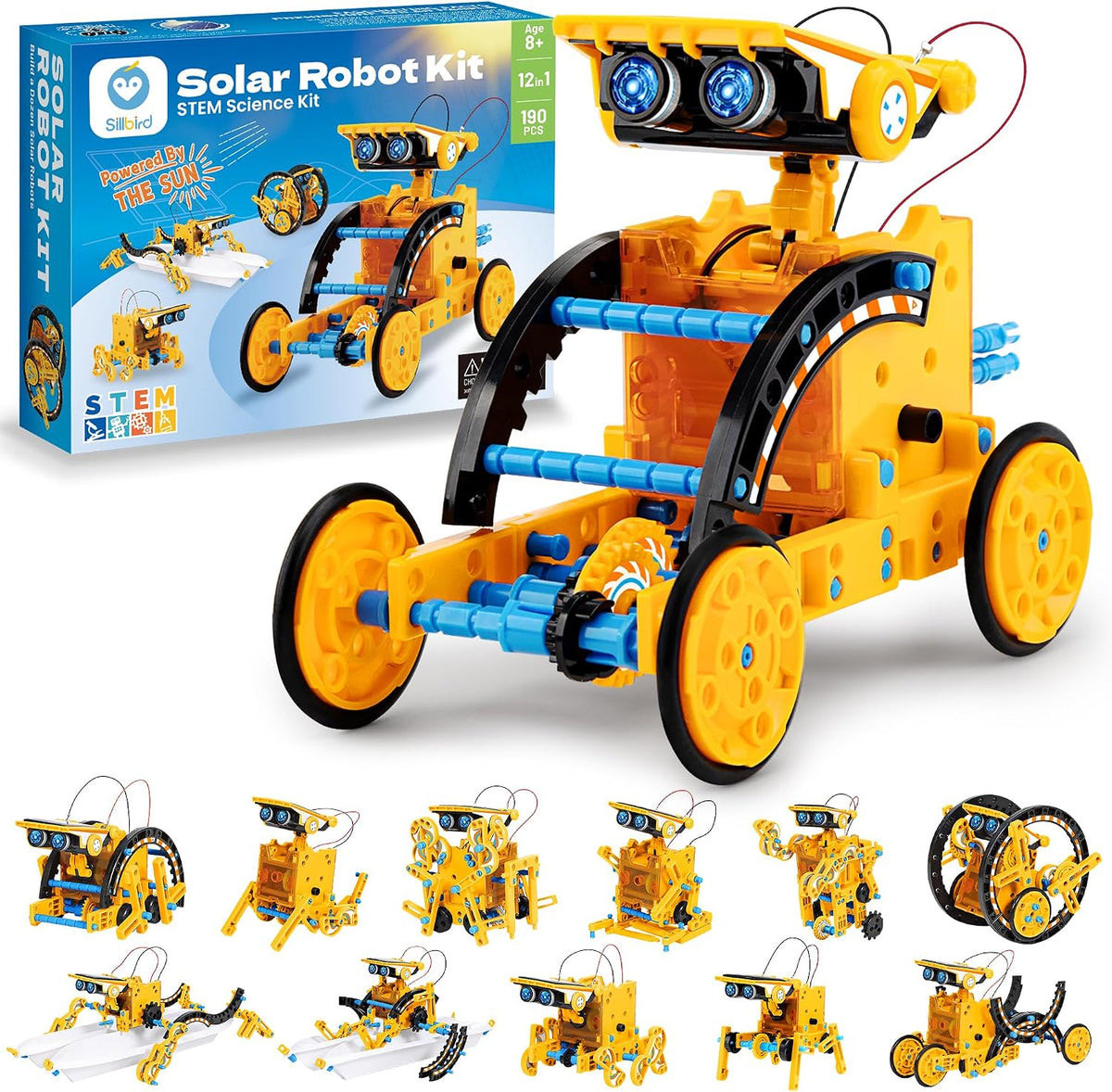 Sillbird Kit de robot de construcción solar, regalo STEM para niños...