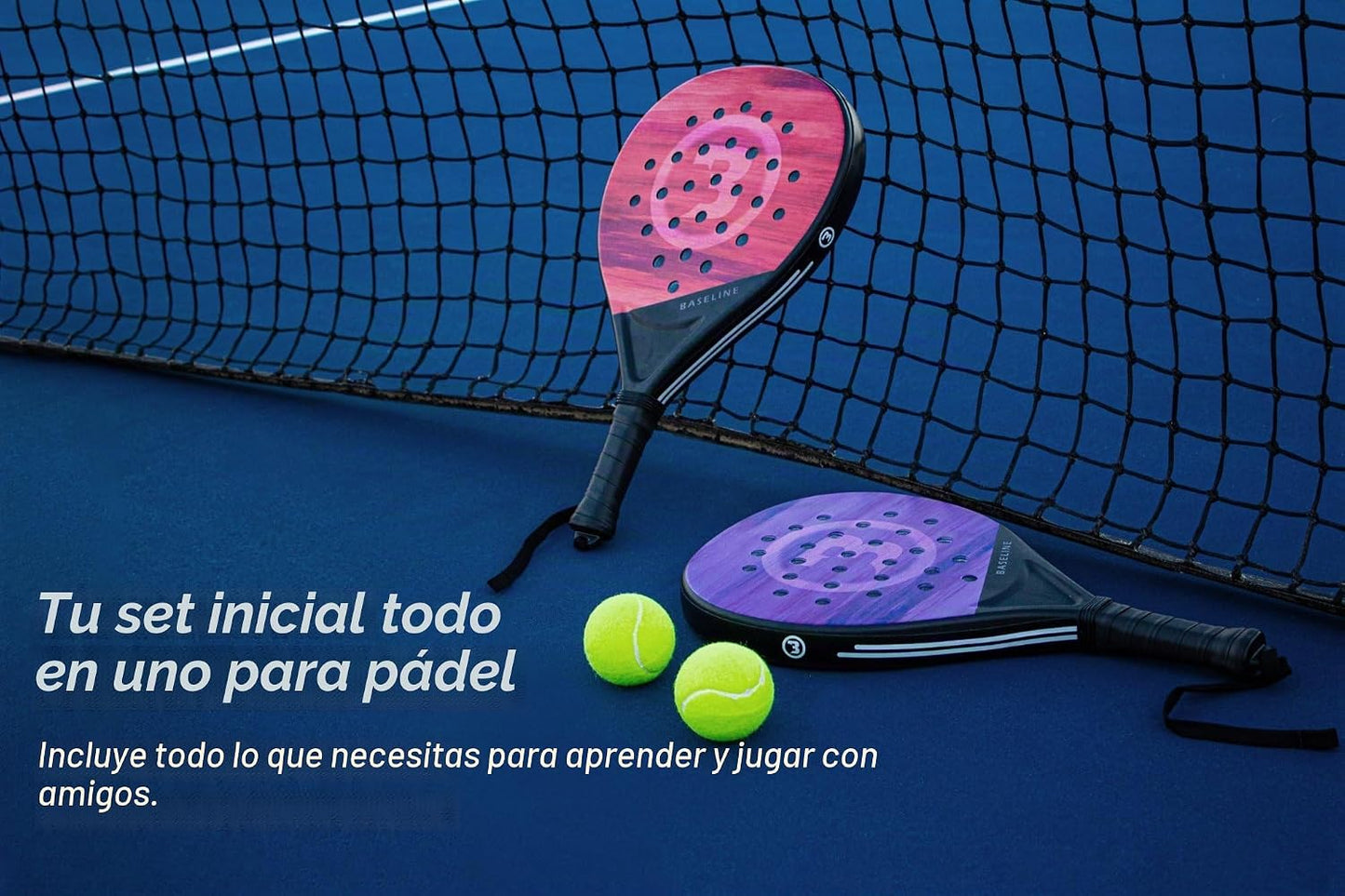 Juego de 2 raquetas de pádel para 2 jugadores con bolsa y 3 pelotas...