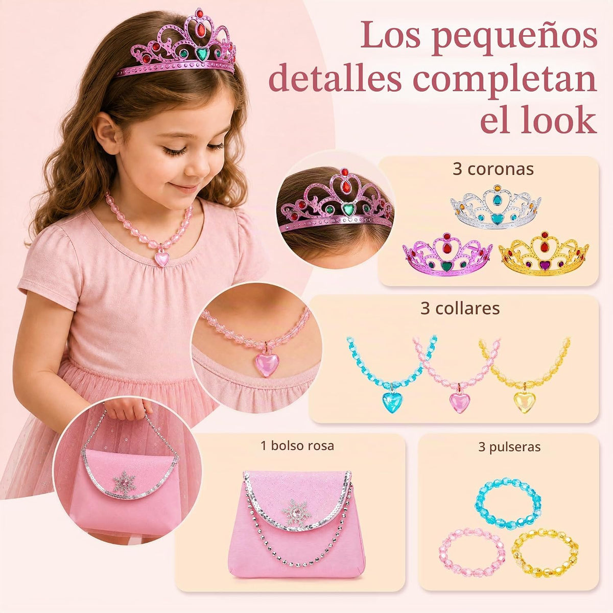 Conjunto de vestir de princesa Meland para niñas de 3 a 6 años con...