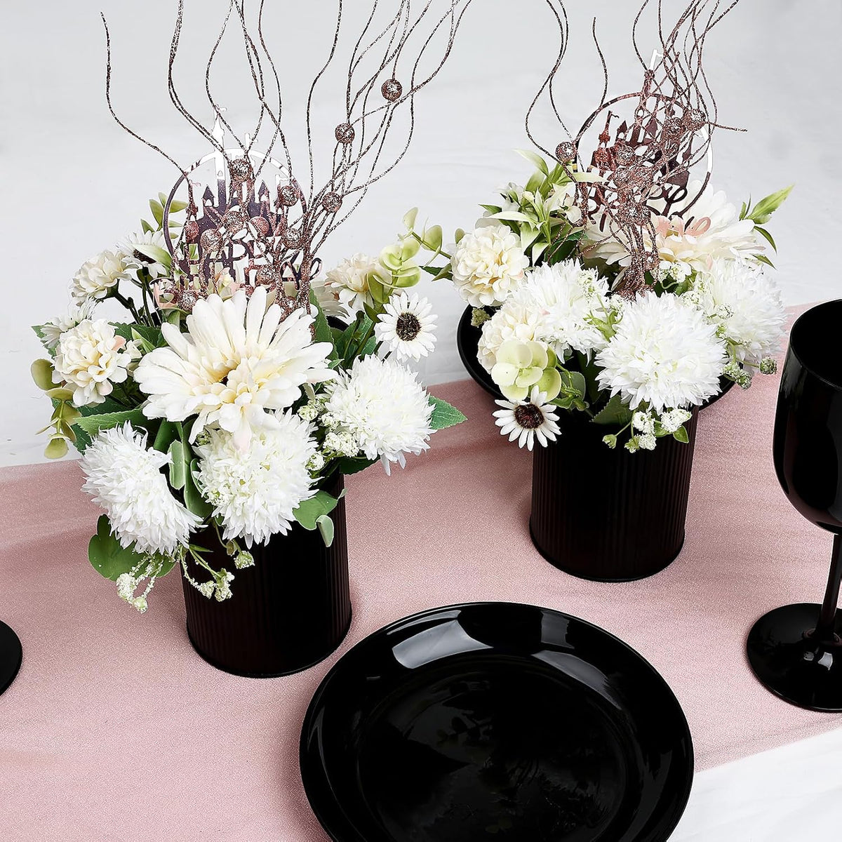 DIYDOFUN Centros de mesa para fiestas, juego de 6 arreglos florales...
