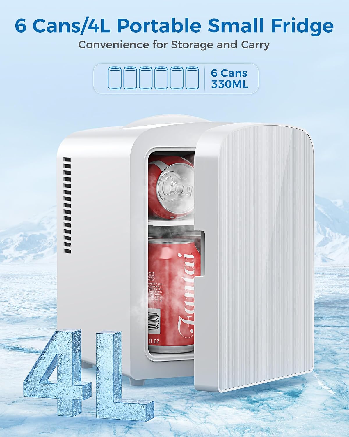 Electactic mini refrigerador de 4 L\/6 latas, refrigerador compacto...