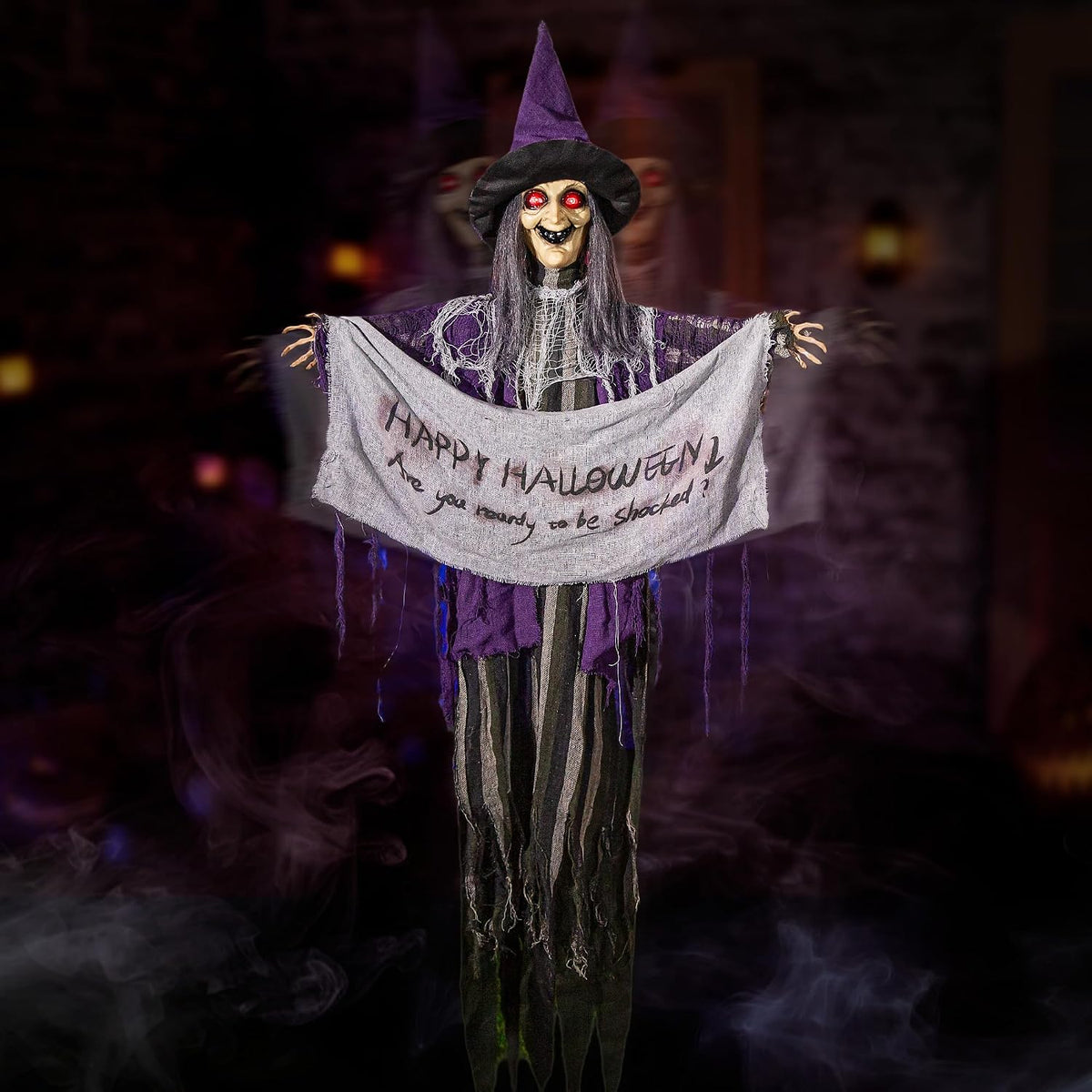 Bruja colgante de animatronics de Halloween de 5 pies, decoración d...