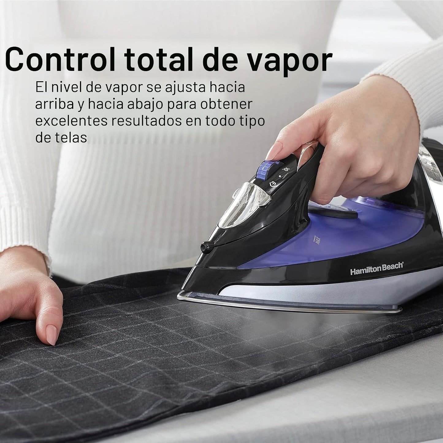 Hamilton Beach Plancha de vapor para ropa con opciones de vapor ver...